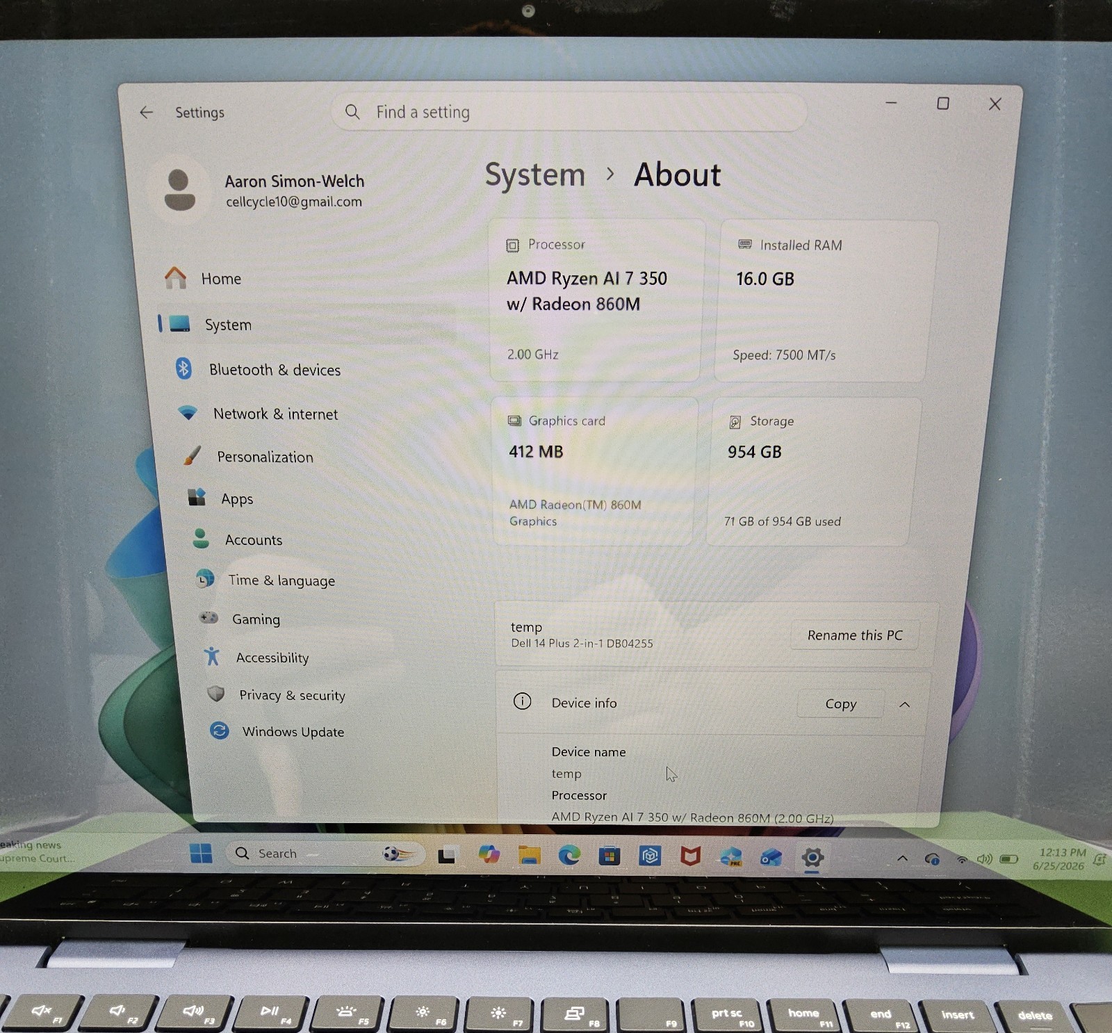 Dell 14 Plus DB04255 Windows 11 AMD Ryzen AI 7 350 2.0GHz 16GB RAM 1TB SSD