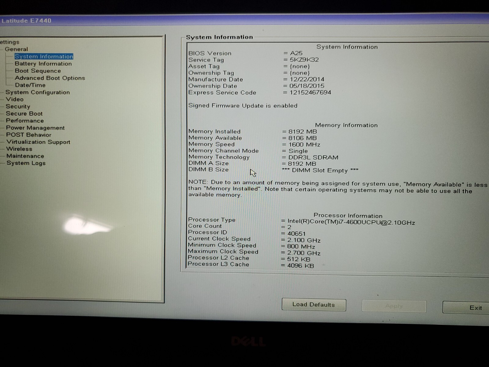 Dell E7440 Intel Core i7-4600u 2.1GHz, 2.7GHz 8GB RAM 256GB Touchscreen