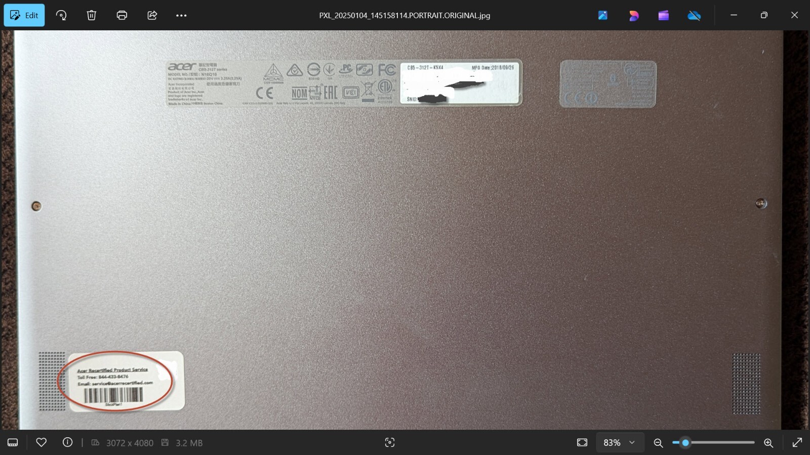 Acer CB5-312T N16Q10 ChromeBook Touchscreen 4GB 32GB SSD ChromeOS