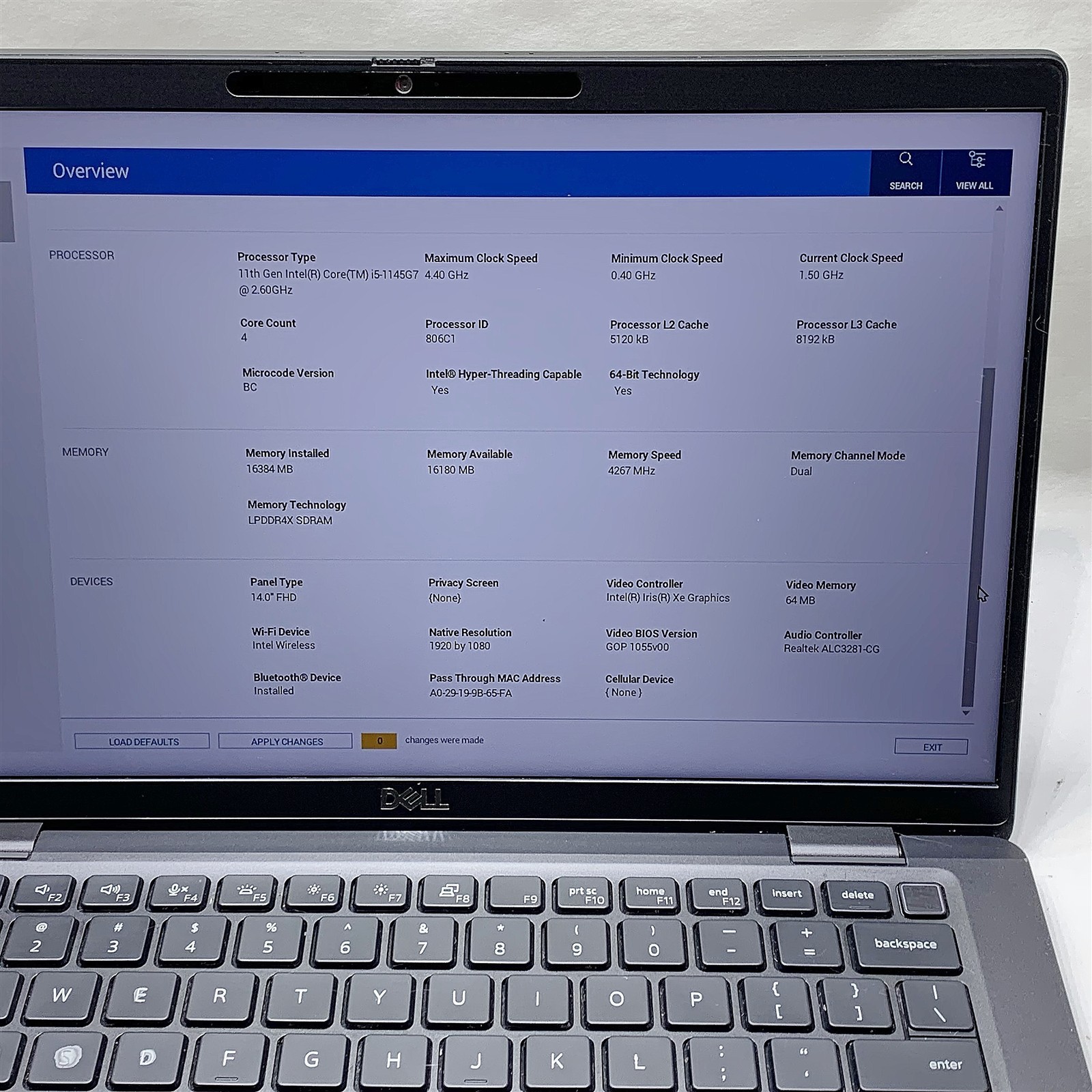 Dell Latitude 7420 Laptop Intel Core i5 1145G7 2.60GHZ 14″ FHD 16GB RAM NO HDD