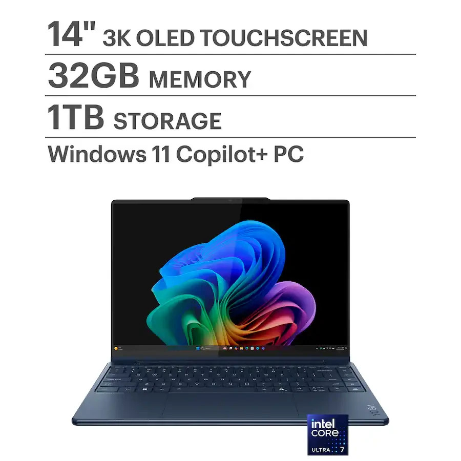 Lenovo Yoga 9i 2-in-1 Aura Edition 14″ 3K 120Hz OLED Touch Ultra 7 258V 32GB 1TB