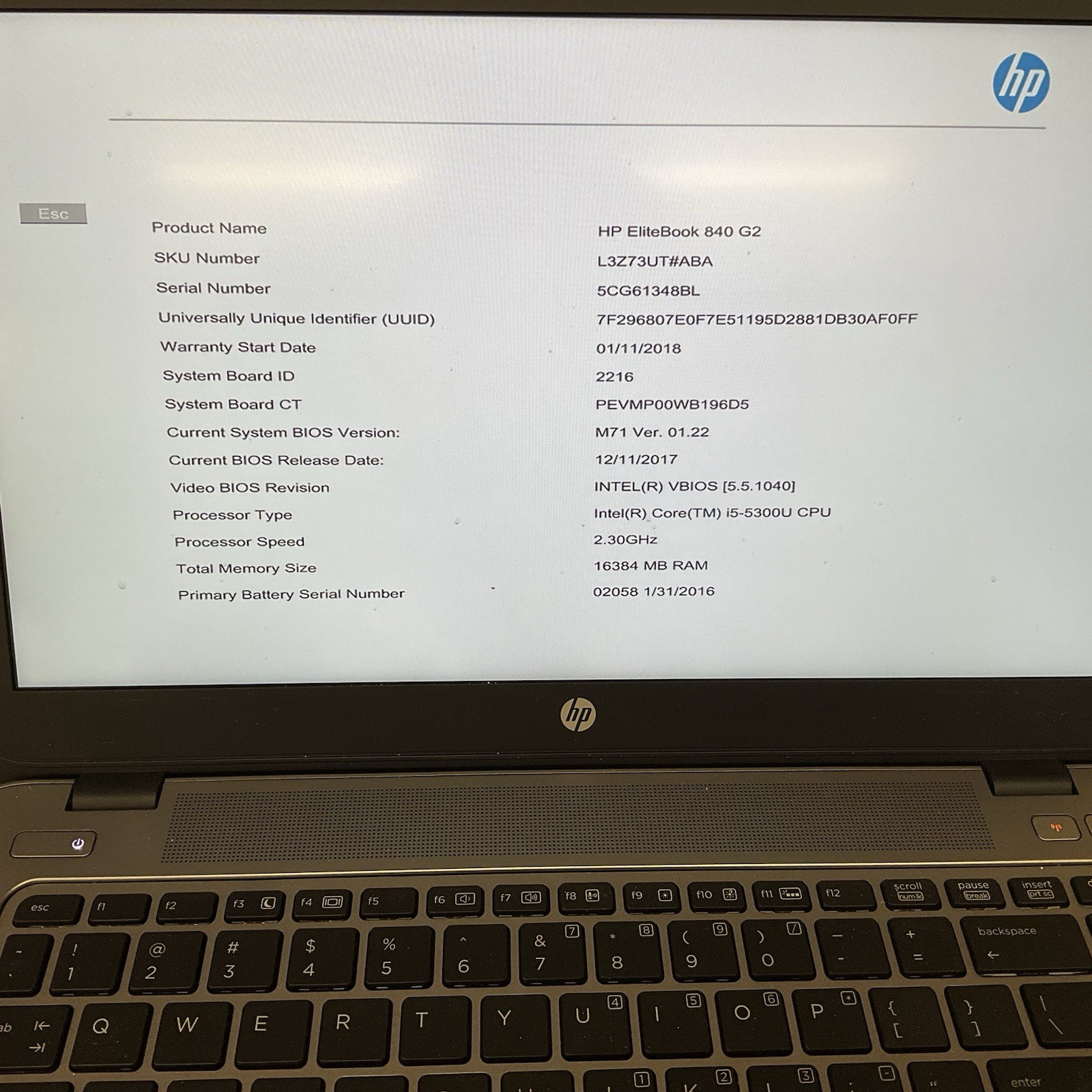 HP EliteBook 840 G2 14″ Laptop Intel Core i5-5300U 16GB Ram No HDD No OS No Bat