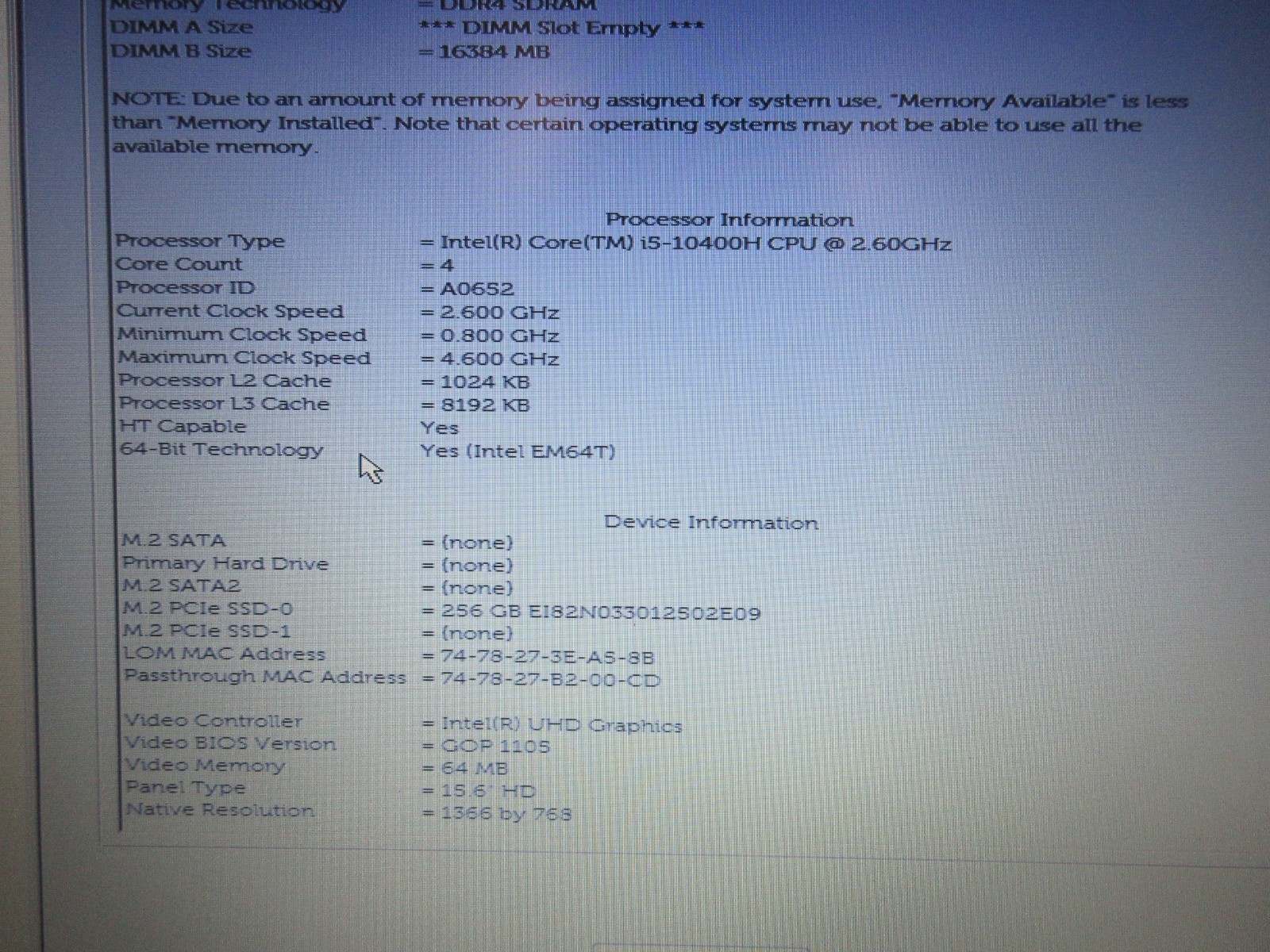 Dell Precision 3551 15.6″ : i5-10400H 2.6GHz : 16GB RAM : 256GB SSD : Grade B