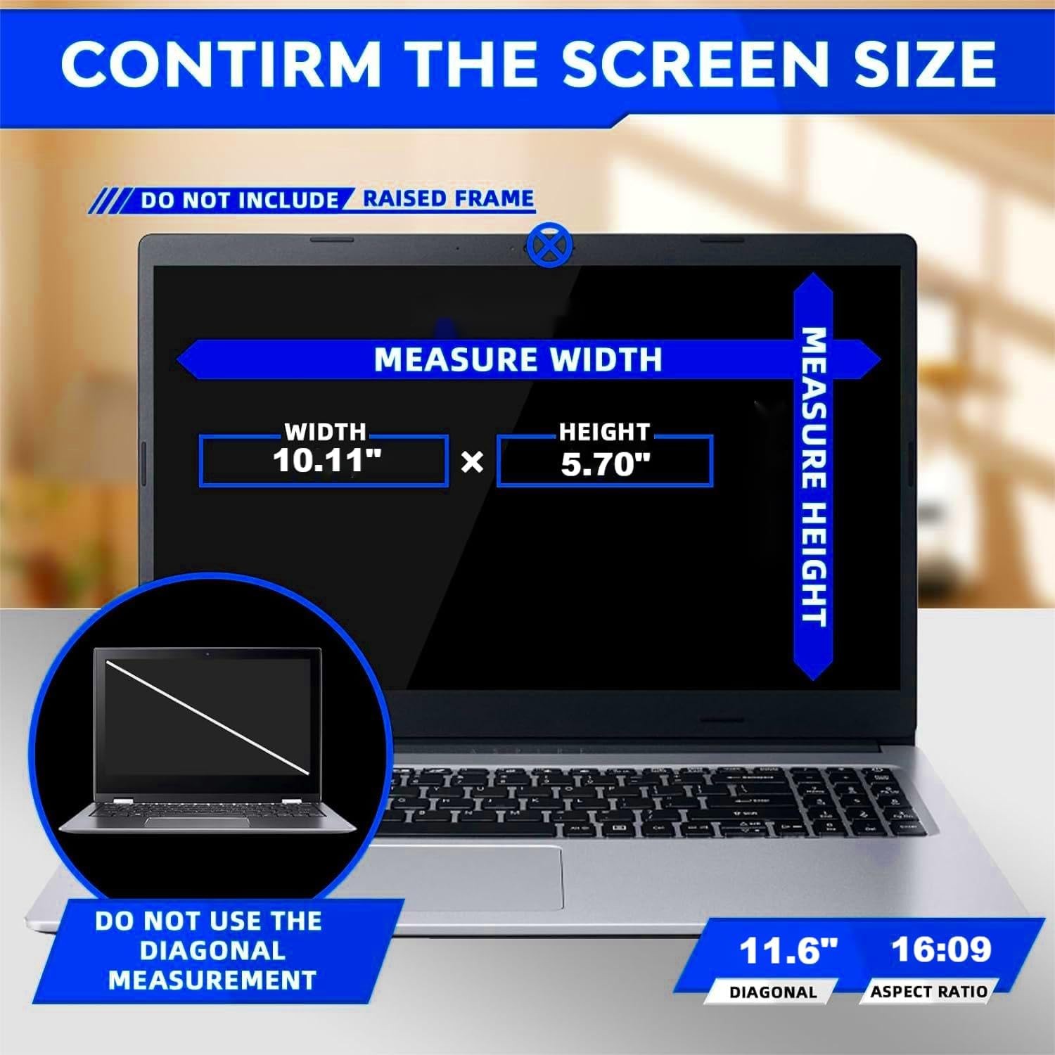 11.6 Inch 16:9 Computer Privacy Screen Filter for Monitor – Anti-Glare Protector