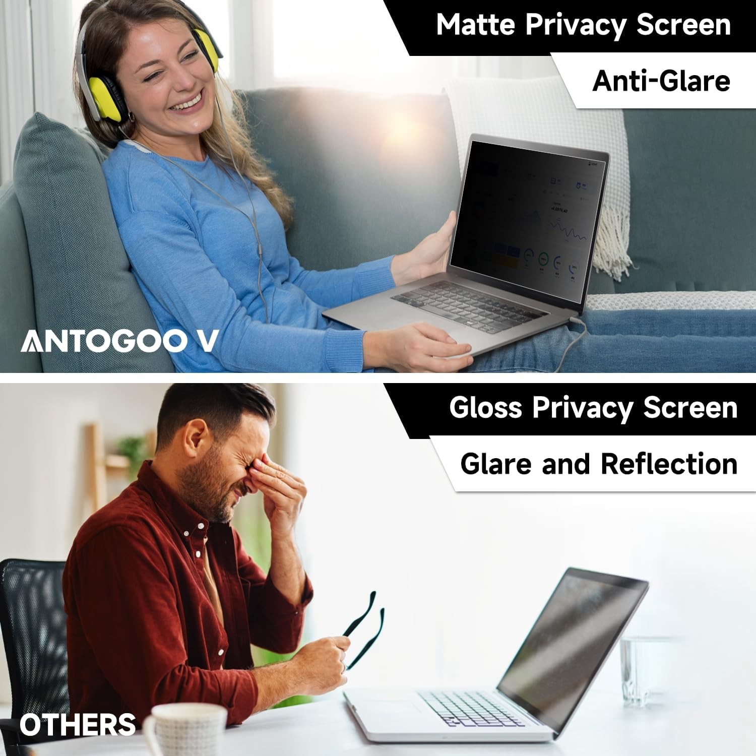 14 Inch 16:9 Laptop Privacy Screen Filter, Anti Blue Light Glare & Anti Scratch