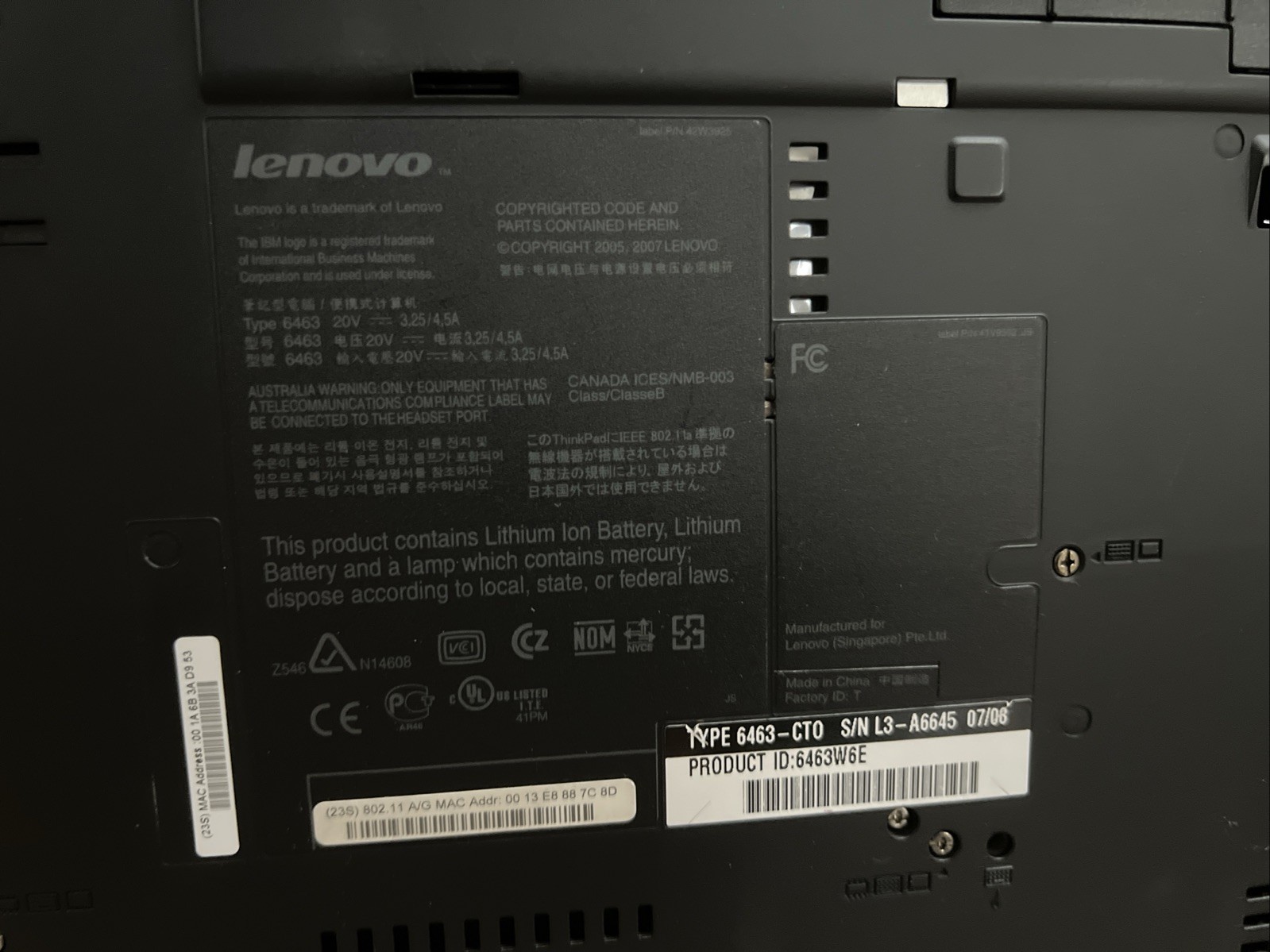 IBM Lenovo ThinkPad T61 14″IN LCD T7300 2.00GHz 2GB RAM 80GB HDD Windows XP PRO