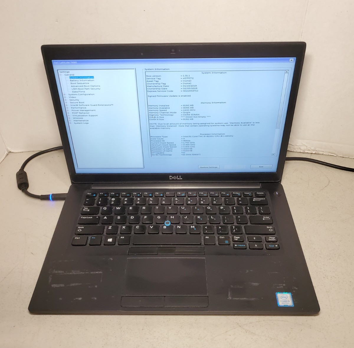 Dell Latitude 7490 14″ i5-8250U 1.60GHz 8GB RAM No SSD/OS/BATTERY! READ! #69