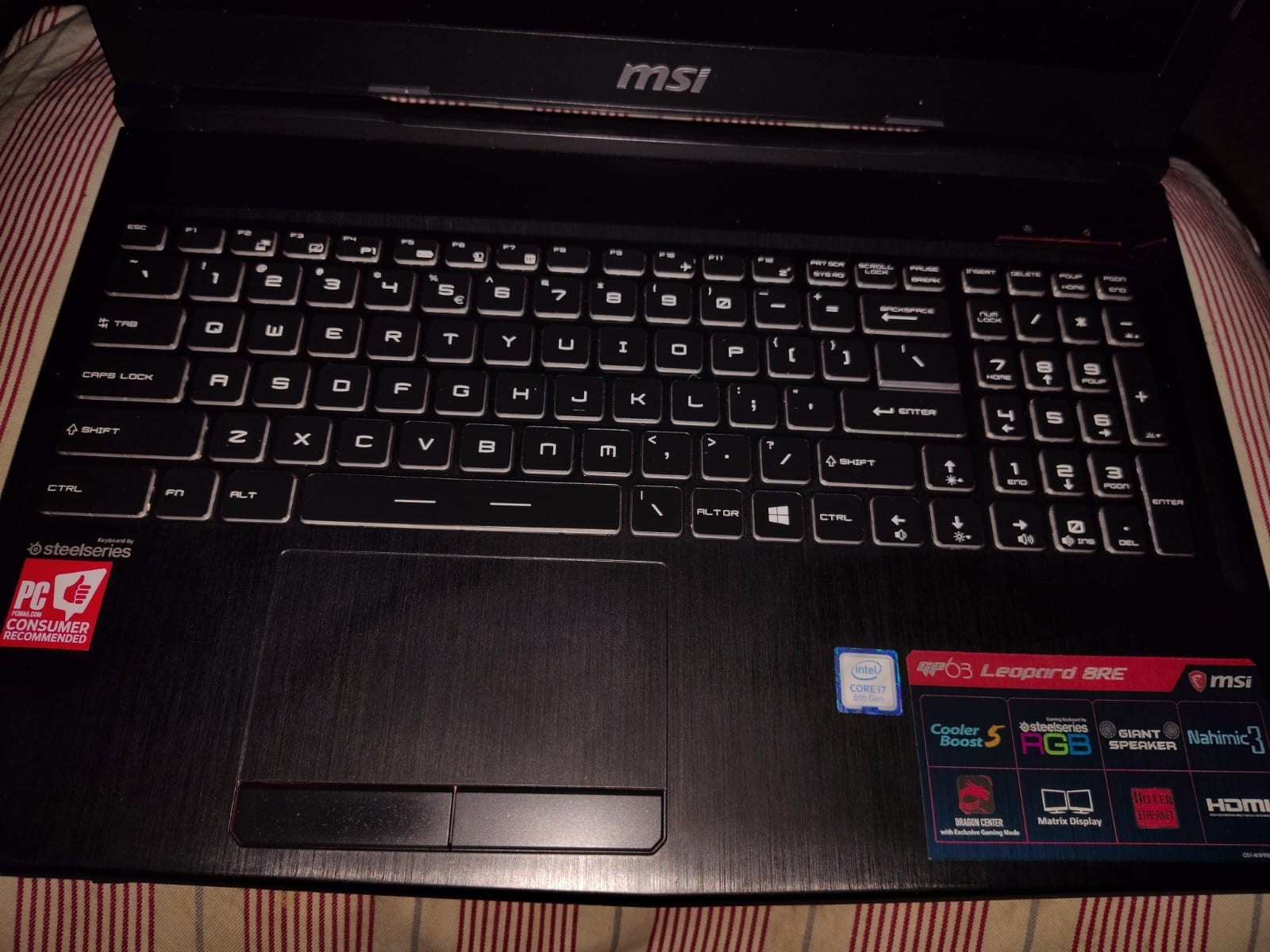 MSI GP63 Leopard 8RE 15.6in i7 8th Gen 1TB Win10 HDMI Black Laptop