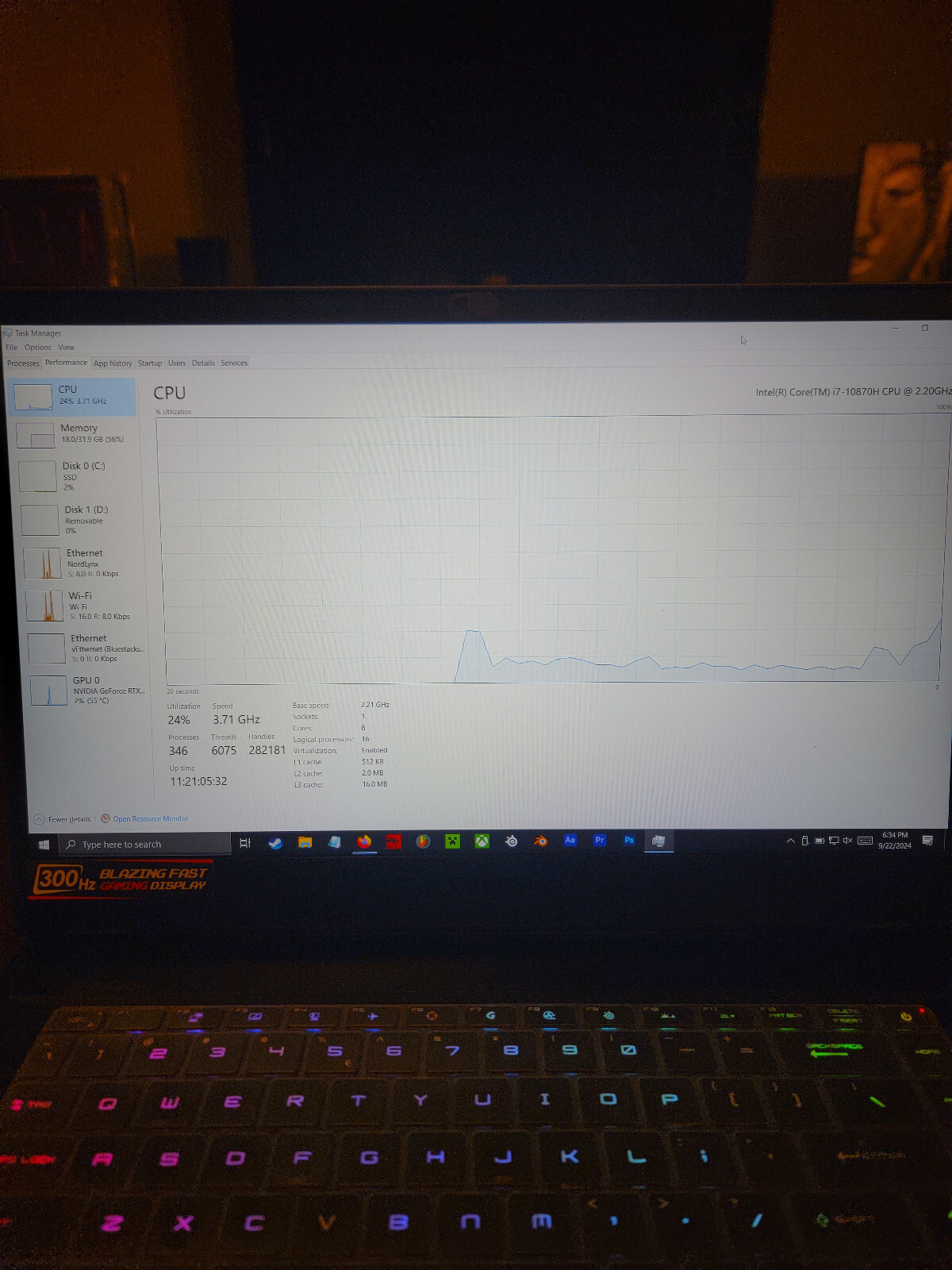 MSI GE66 Raider Gaming Laptop, RTX 3070, 1 Tb, 300Hz, i7-10870H