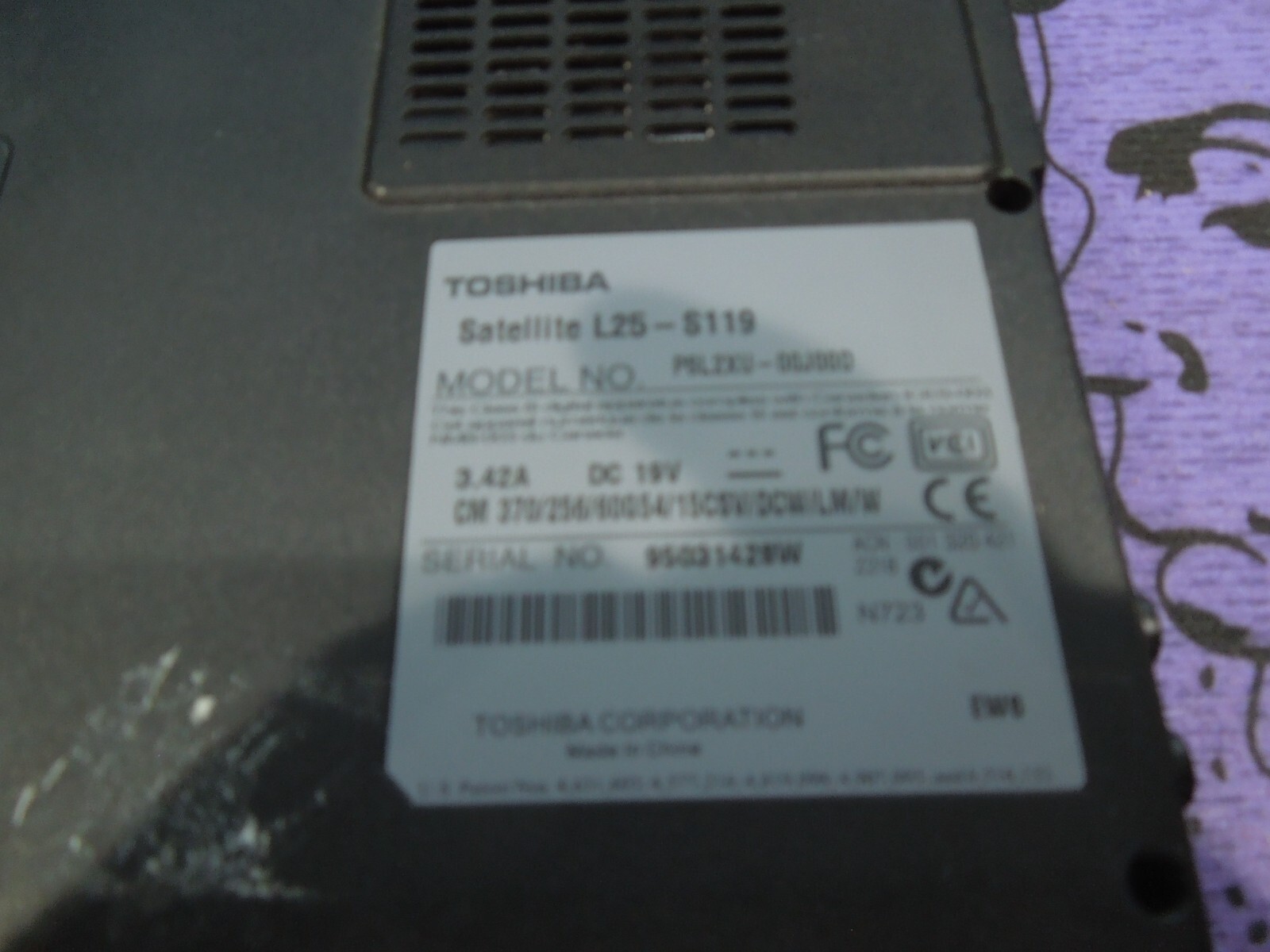 toshiba satellite l25-s119 intel celeron@1.40ghz 1.87GB ram 60gb hdd WINDOWS XP
