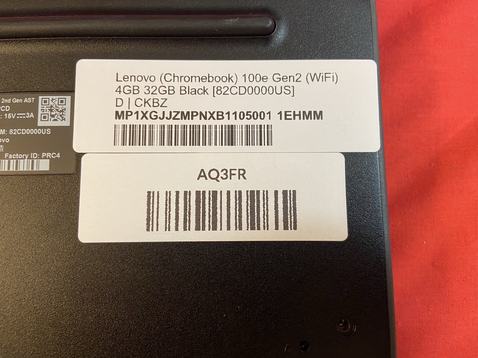 Lenovo (Chromebook) 100e Gen2 82CD0000US 4GB 32GB Wi-Fi NO CHARGER TESTED/FUNC