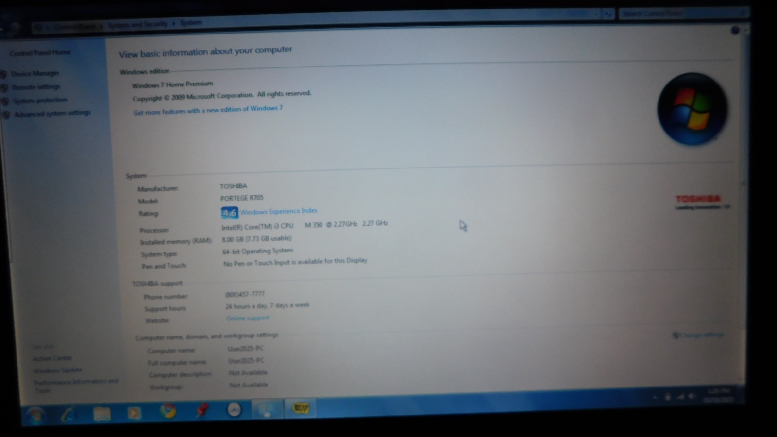 Toshiba Portege R705-P25 Windows 7 laptop ~ factory reset + upgradable to Win 10