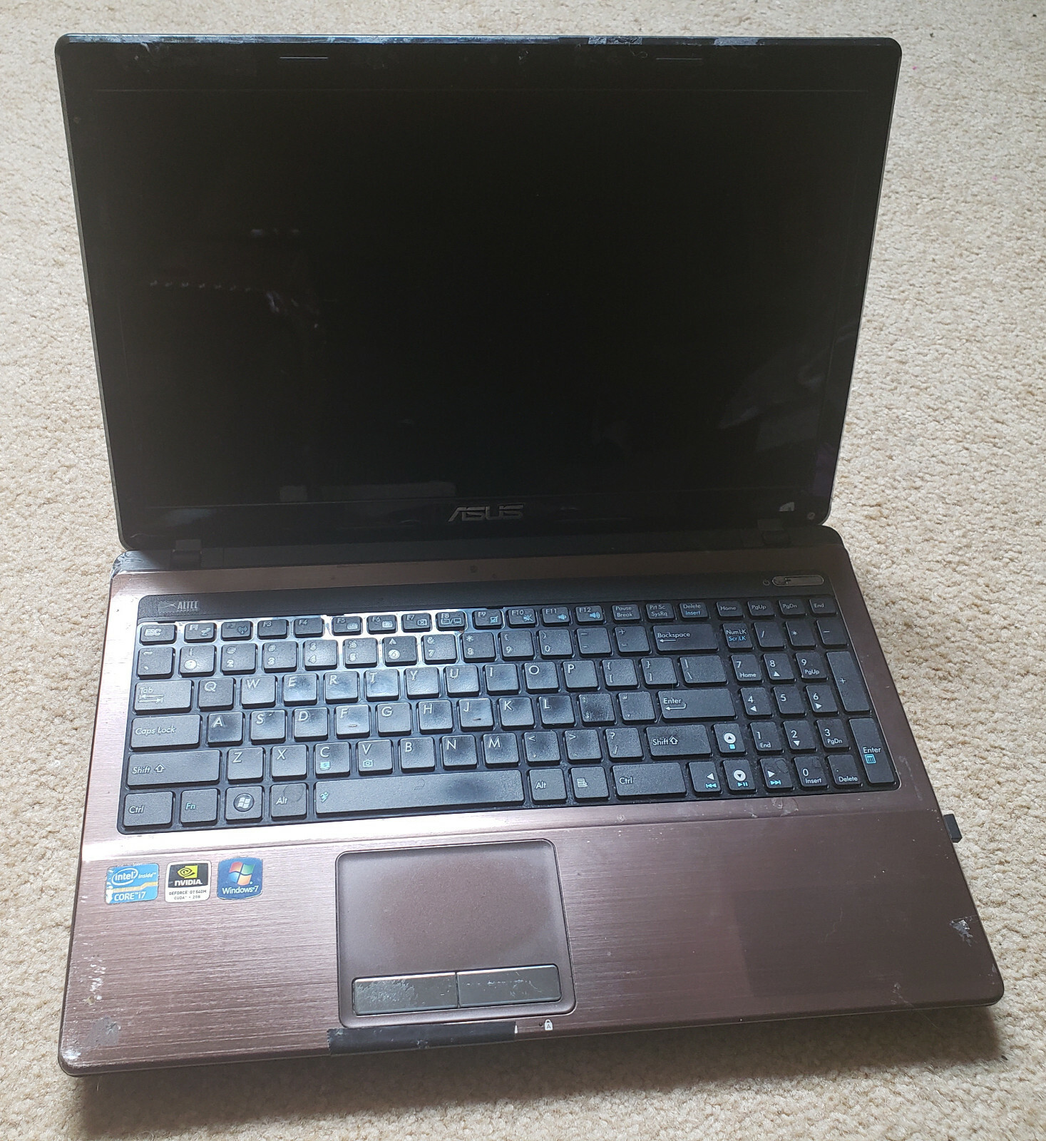 ASUS X53 laptop used 8GB RAM 2ghz processor windows 10 15″ monitor