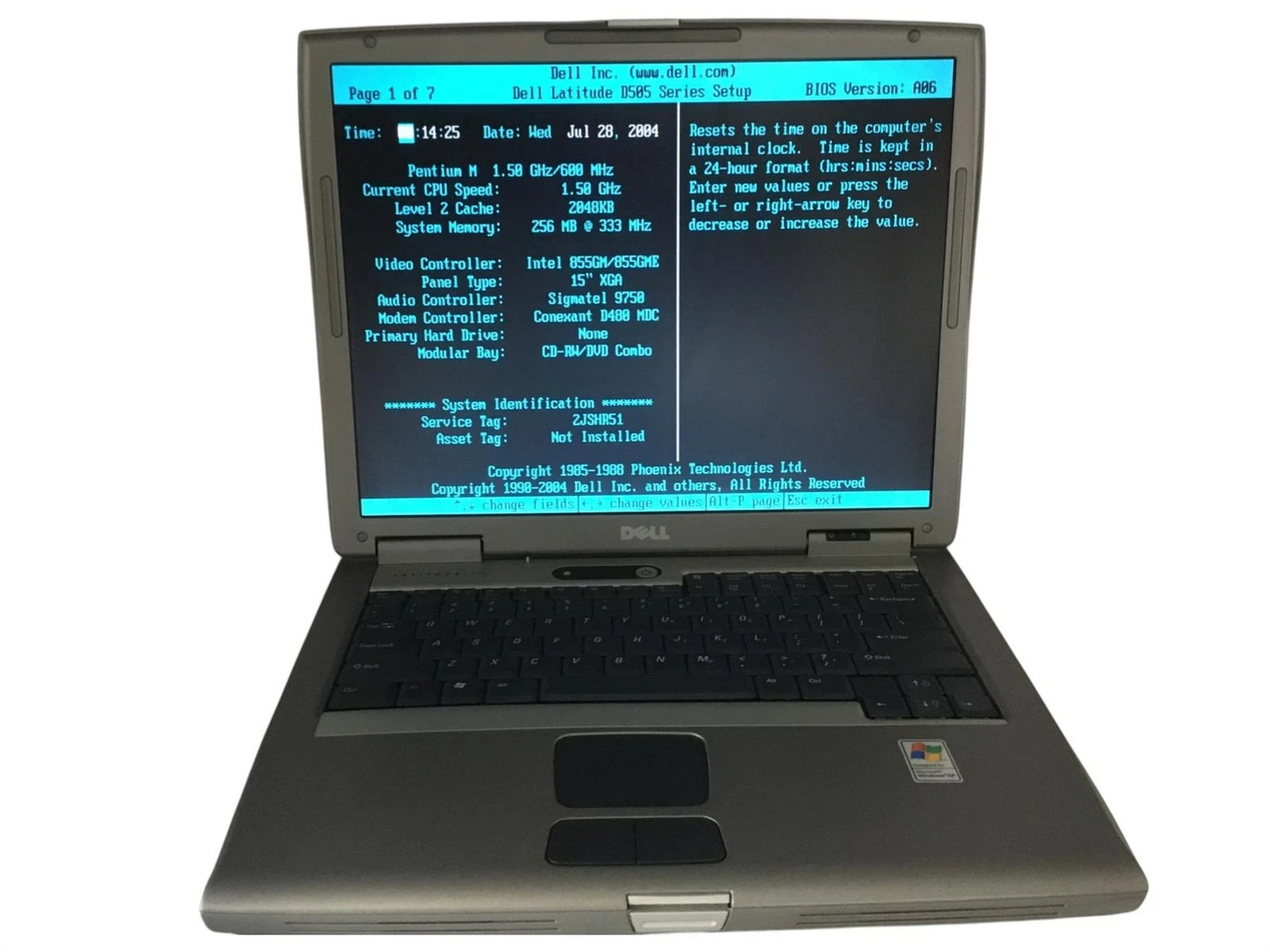 Dell Latitude D505 Intel Pentium M 1.6GHz 512 MB NO HDD, NO OS, NO CHARGER