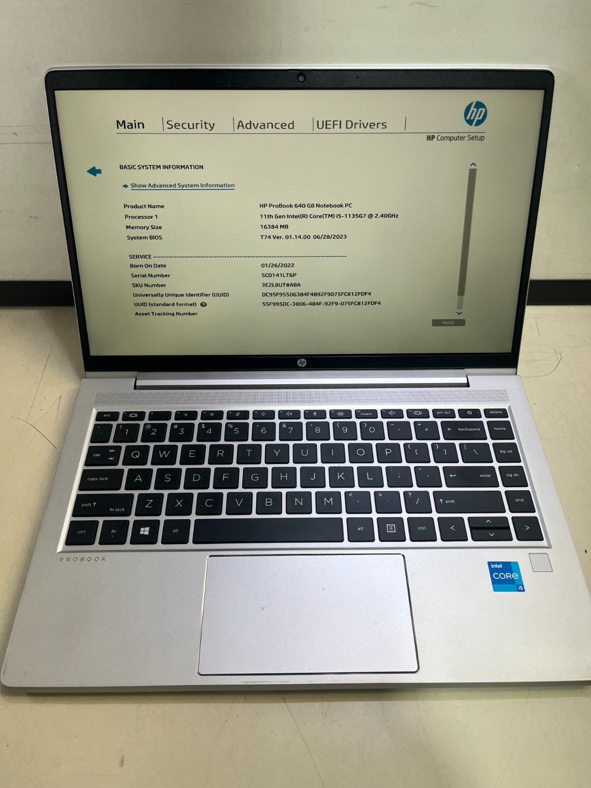 HP PROBOOK 640 G8 INTEL CORE I5-1135G7 @ 2.40GHZ 16GB RAM NO OS/NO POWER ADAPTER