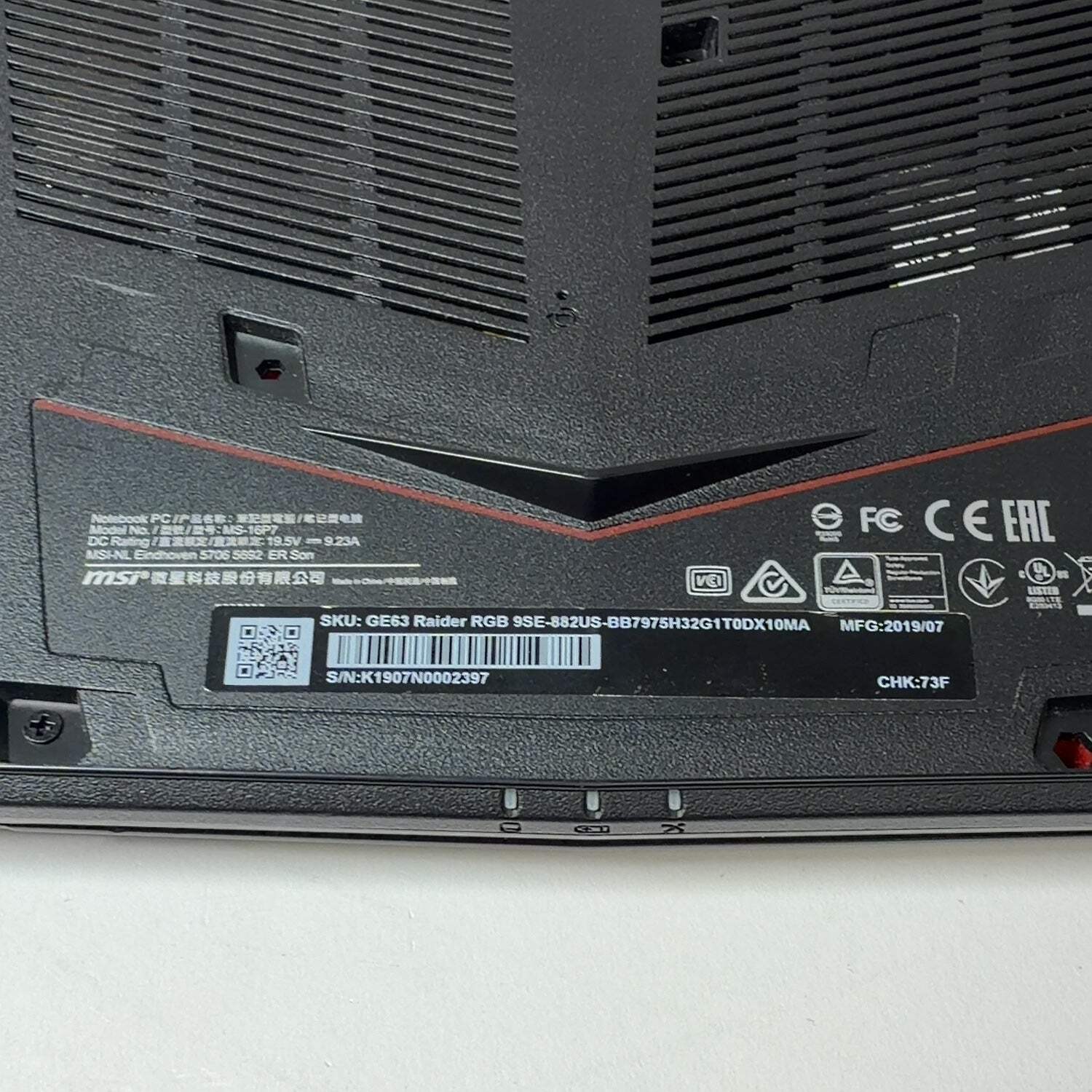 MSI Raider GE63 9SE 15.6″ i7-9750H 2.6GHz 32GB RAM 1TB SSD GeForce RTX 2060