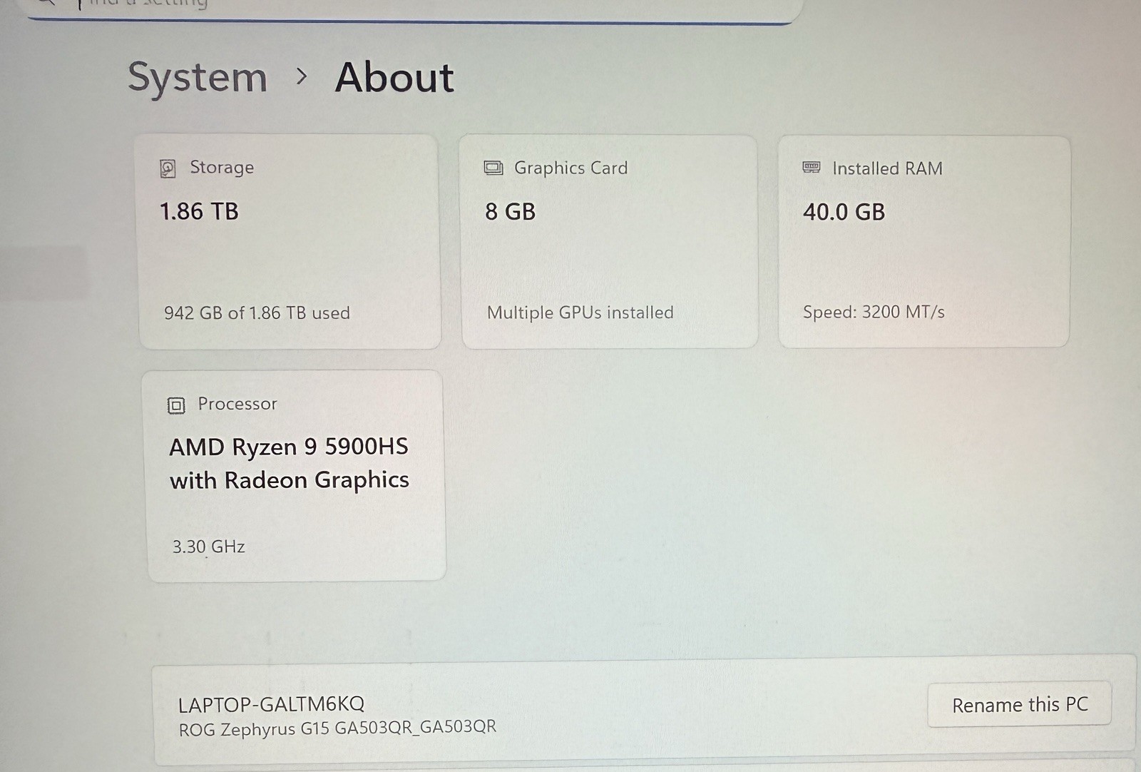ASUS ROG Zephyrus G15 15.6″ Laptop |RTX 3070 UPGRADED 40GB RAM & 2TB Samsung SSD