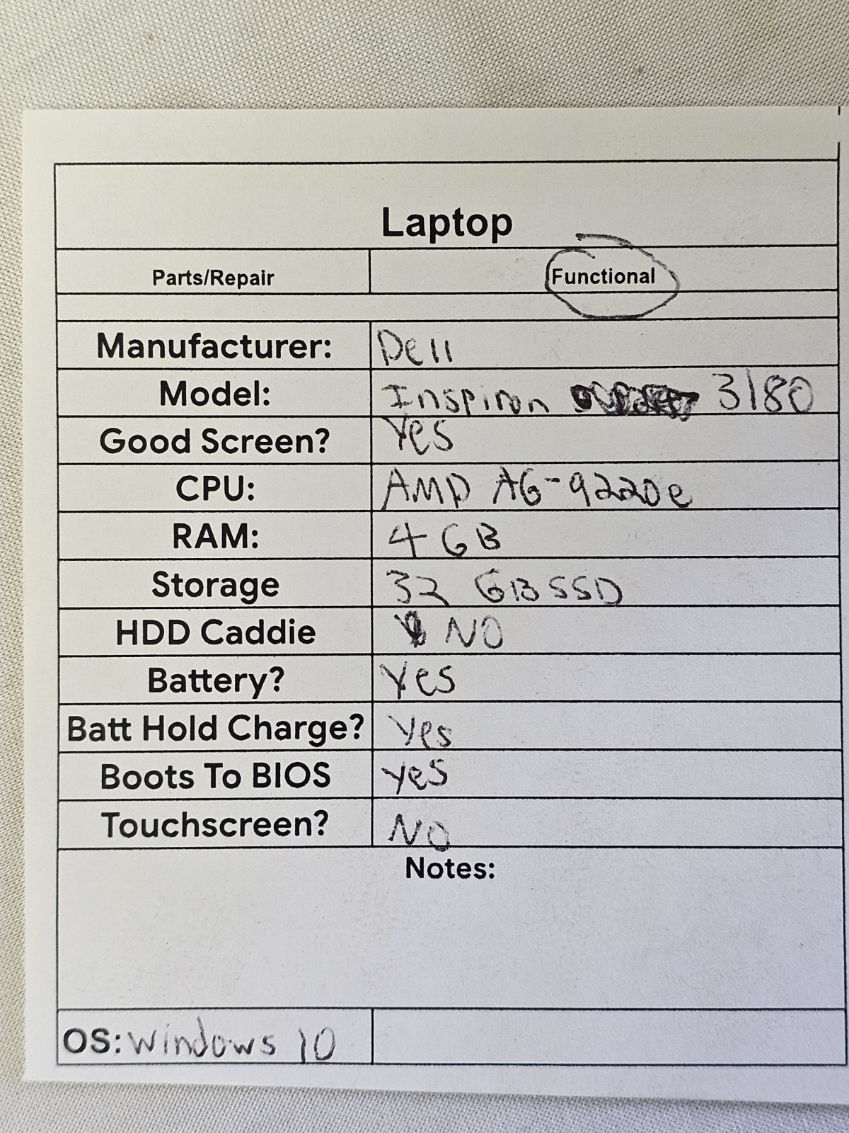 Dell Inspiron 3180 Laptop – AMD A6-9220e – 4GB RAM – 32GB SSD – Windows 10