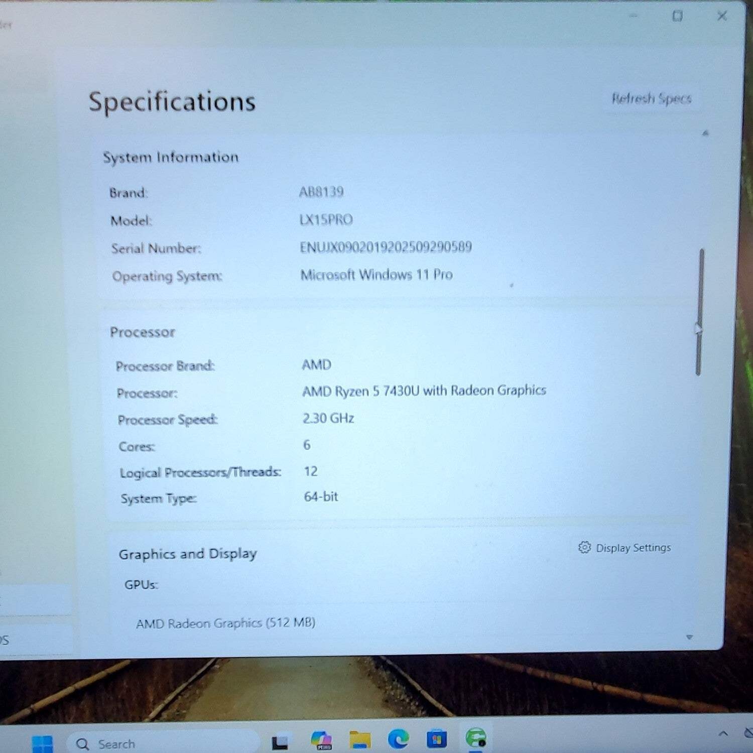 Acemagic LX15PRO LX15PRO 15.6″ Ryzen 5 7430U 2.3GHz 32GB RAM 512GB SSD