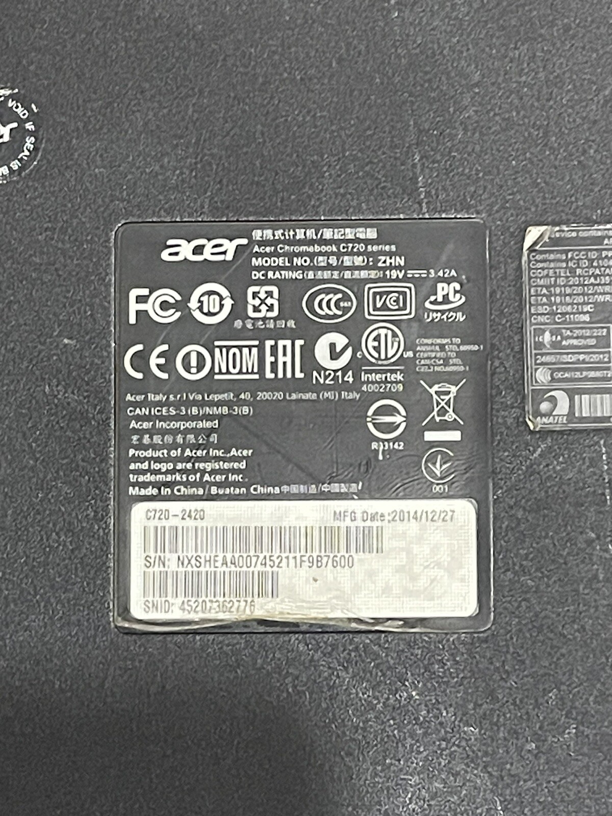 Acer Chromebook C720 – Read Description