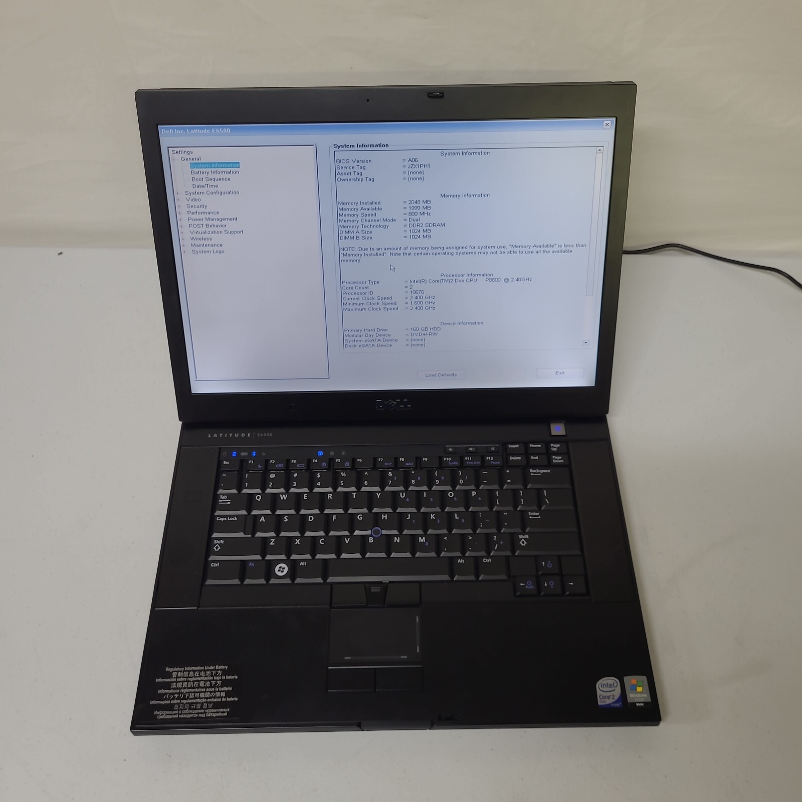Dell Latitude E6500 Laptop P8600 2.40GHz 160GB HDD NO OS AS IS READ 15.3″ Wi-Fi