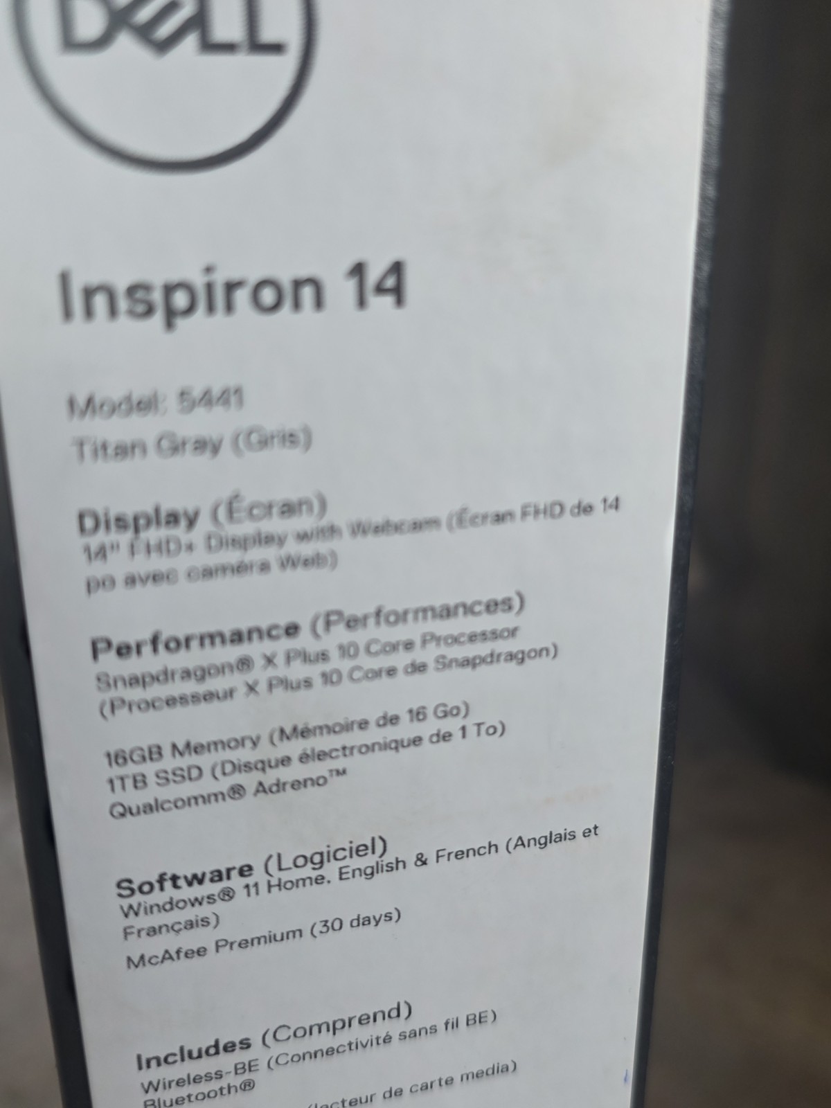 Dell Inspiron 14 5441 Snapdragon X Plus 16GB RAM 1TB SSD Ob A
