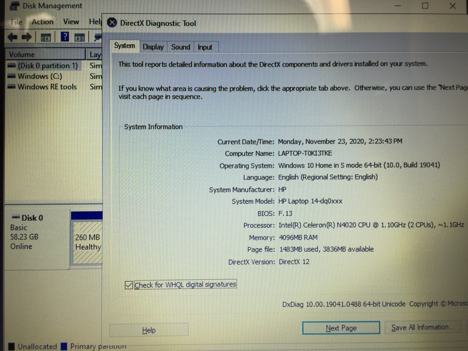 *Bad Battery* HP 14-dq0001dx 14″ HD LED Laptop/N4020/4GB RAM/64GB eMMC/Win 10 H