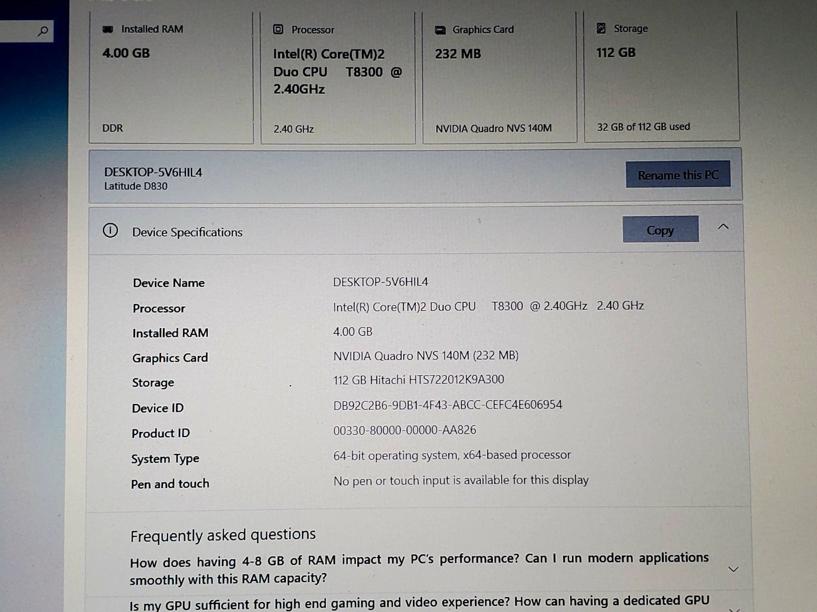 Complete Dell Latitude D830 15.4″/2.40GHz/4GB/120GB/DVDRW/WiFi/Serial DSUB/Win10