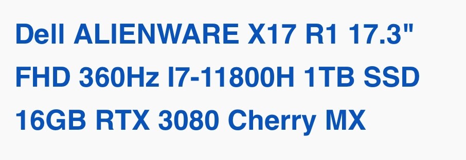 alienware x17 r1 3080 i7 LED backlit mouse pad built in camera cherry keyboard 