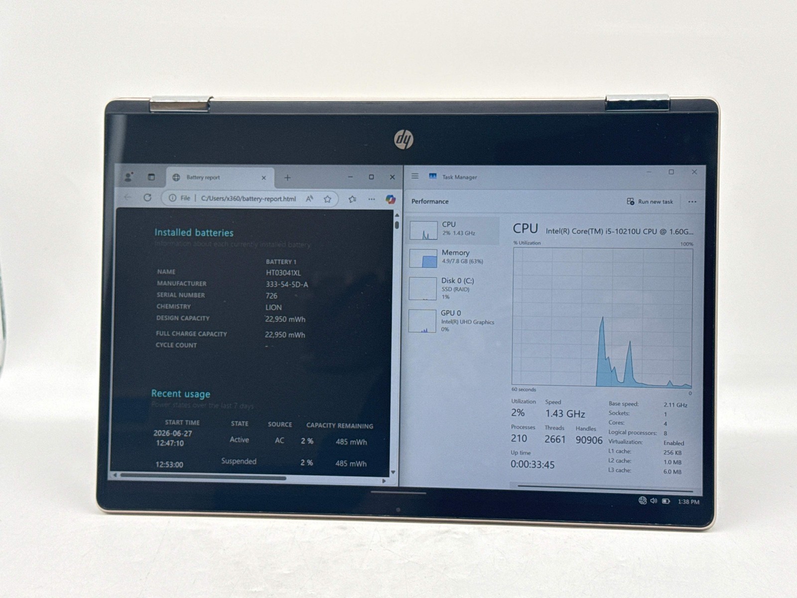 HP Pavilion x360 14m-dh1003dx 14″ i5-10210U 8GB 256GB SSD Touch
