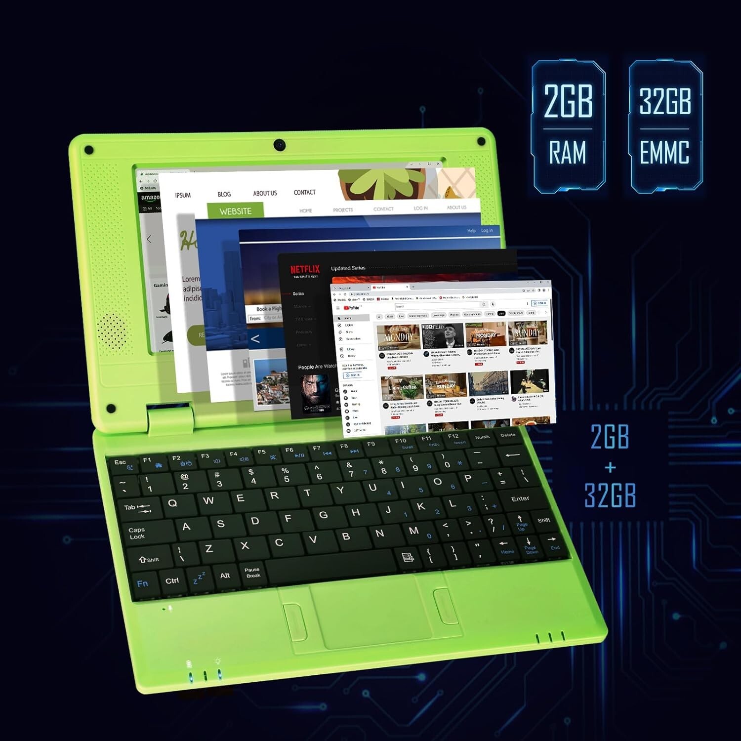 7” Laptop Computer Quad Core Powered by Android 12.0 Netbook with Wifi for Kid