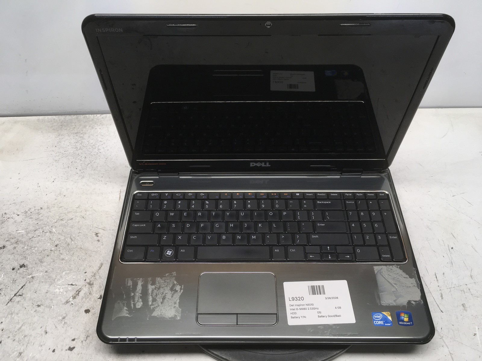 Dell Inspiron N5010 Intel i5-M460 2.53GHz 4 GB NO HDD No Batt