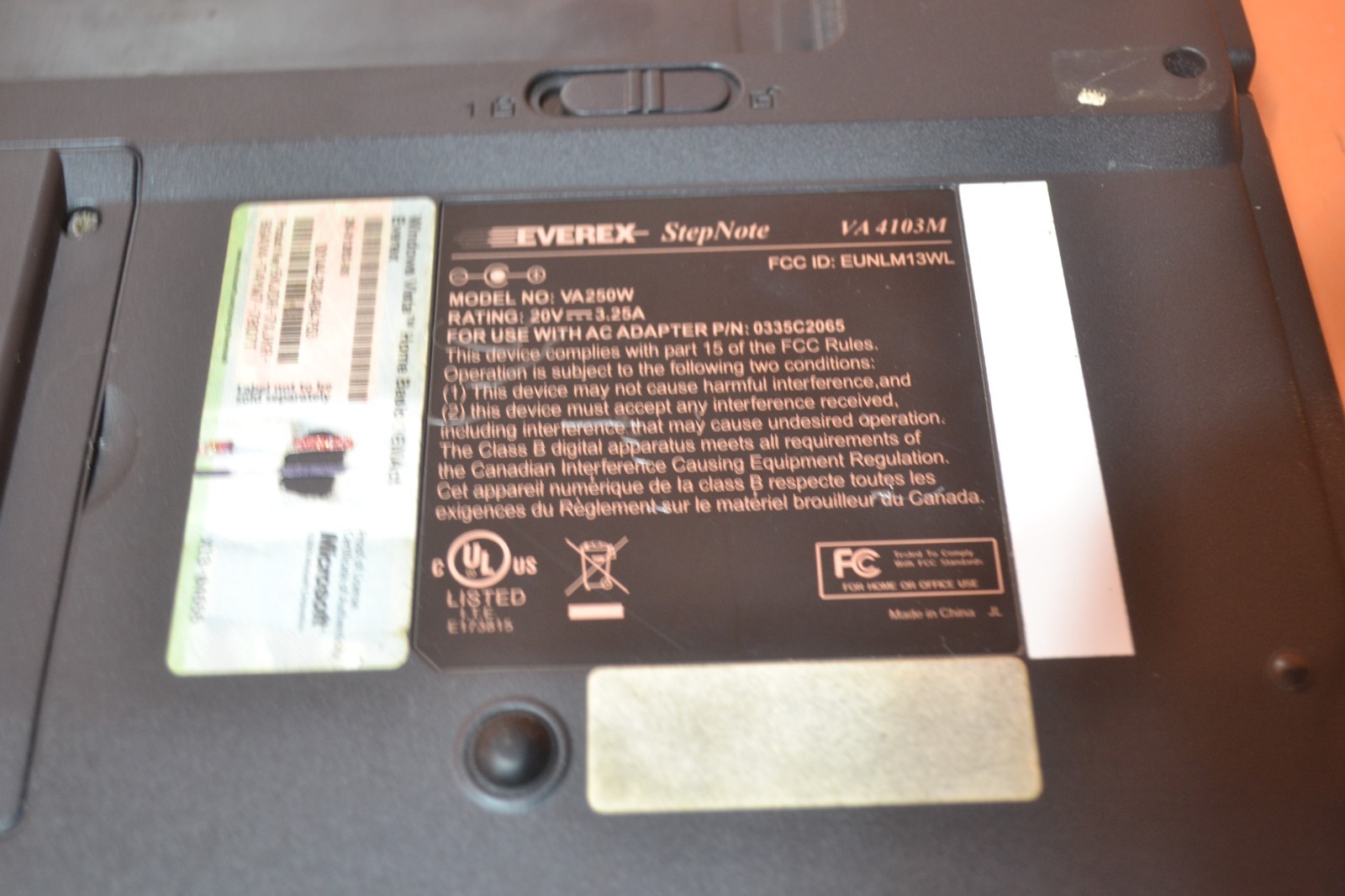 Everex Stepnote VA 4103M Great restoring unit No HHD, RAM, Battery or Power