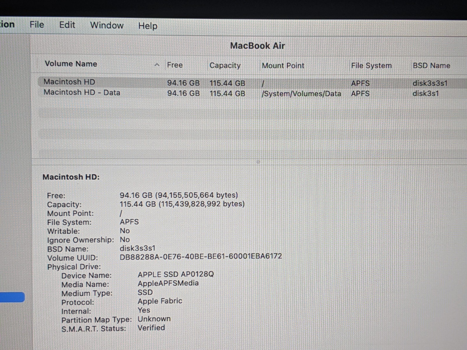 Apple MacBook Air A2337 (2020) M1 8CPU/7GPU 8GB 128GB 13.3″ OS Sonoma MGN63LL/A