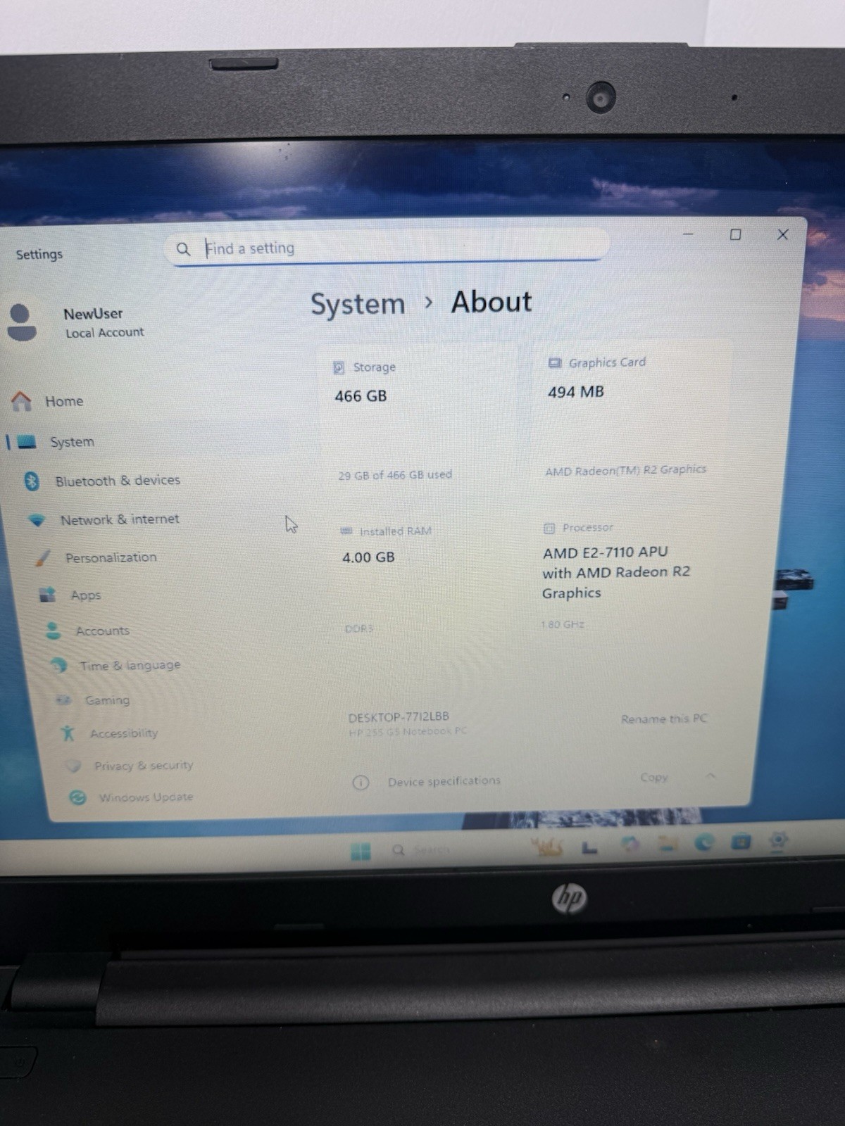 LOT OF 2 HP 255 G5 AMD E2-7110 1.8GHz HDD 500GB RAM 4GB AS IS