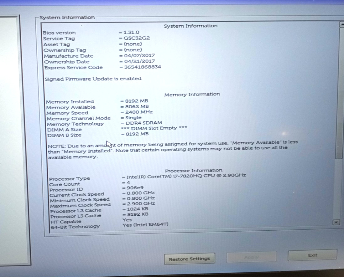 Dell Precision 5520 15.6″ i7-7820H@2.90GHz 8GB/512GB NVMe Win11P NVIDIA MC429!