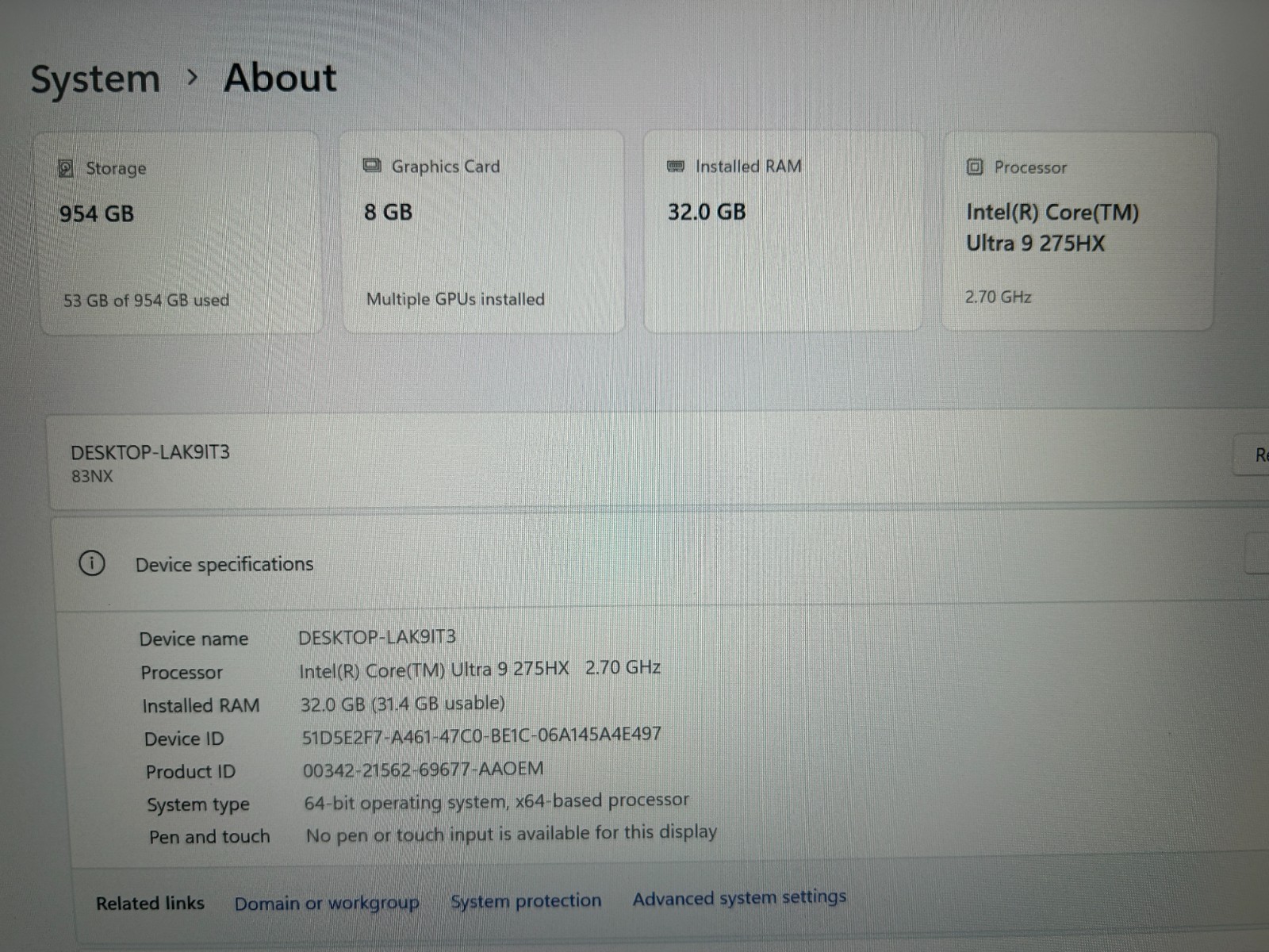 Lenovo Legion 5 16IAX10, Intel Core Ultra 9 275HX, 2.70 GHz 32 GB RAM, 1 TB NVMe