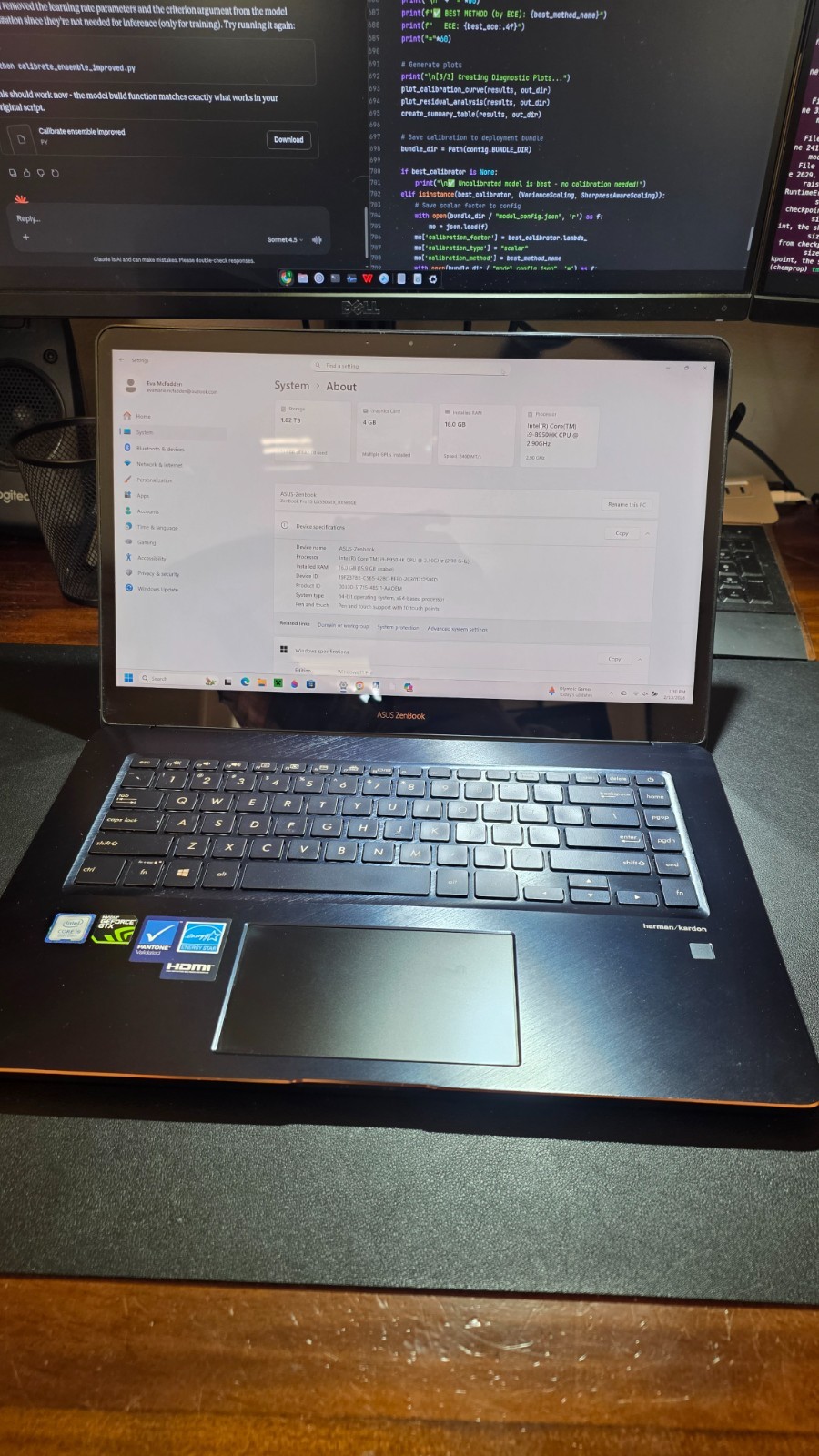 ASUS Zenbook Pro 15 UX580GE i9-8950HK 2TB Disk 16GB RAM Fingerprint + Screenpad