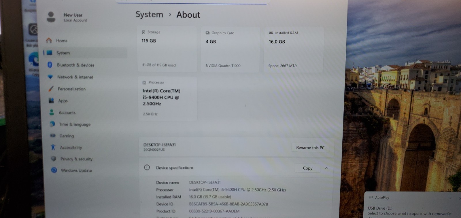 Lenovo ThinkPad P53 Laptop Intel Core i5-9400H 2.5GHz 16GB RAM 256GB SSD T1000