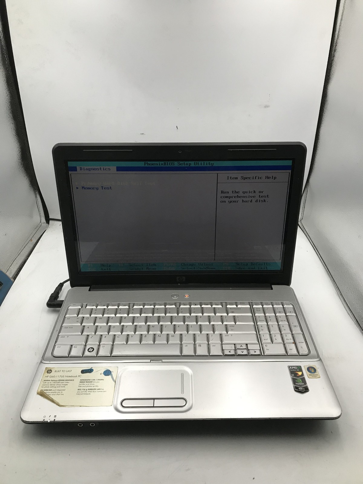 HP G60 117US – BOOTS TO BIOS – AMD TURION X2 – 2GB RAM – NO OS – READ DESC – BB!