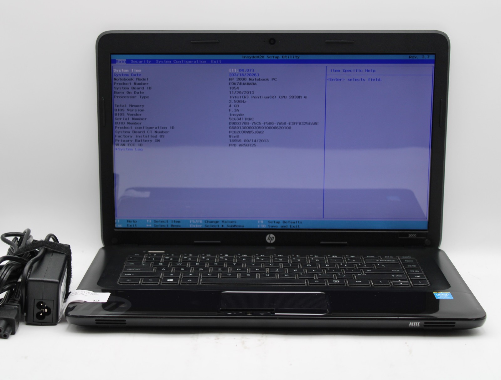 HP 2000-2d24DX _ Pentium 2030M @ 2.5 _ 4GB RAM _ No SSD / OS *READ