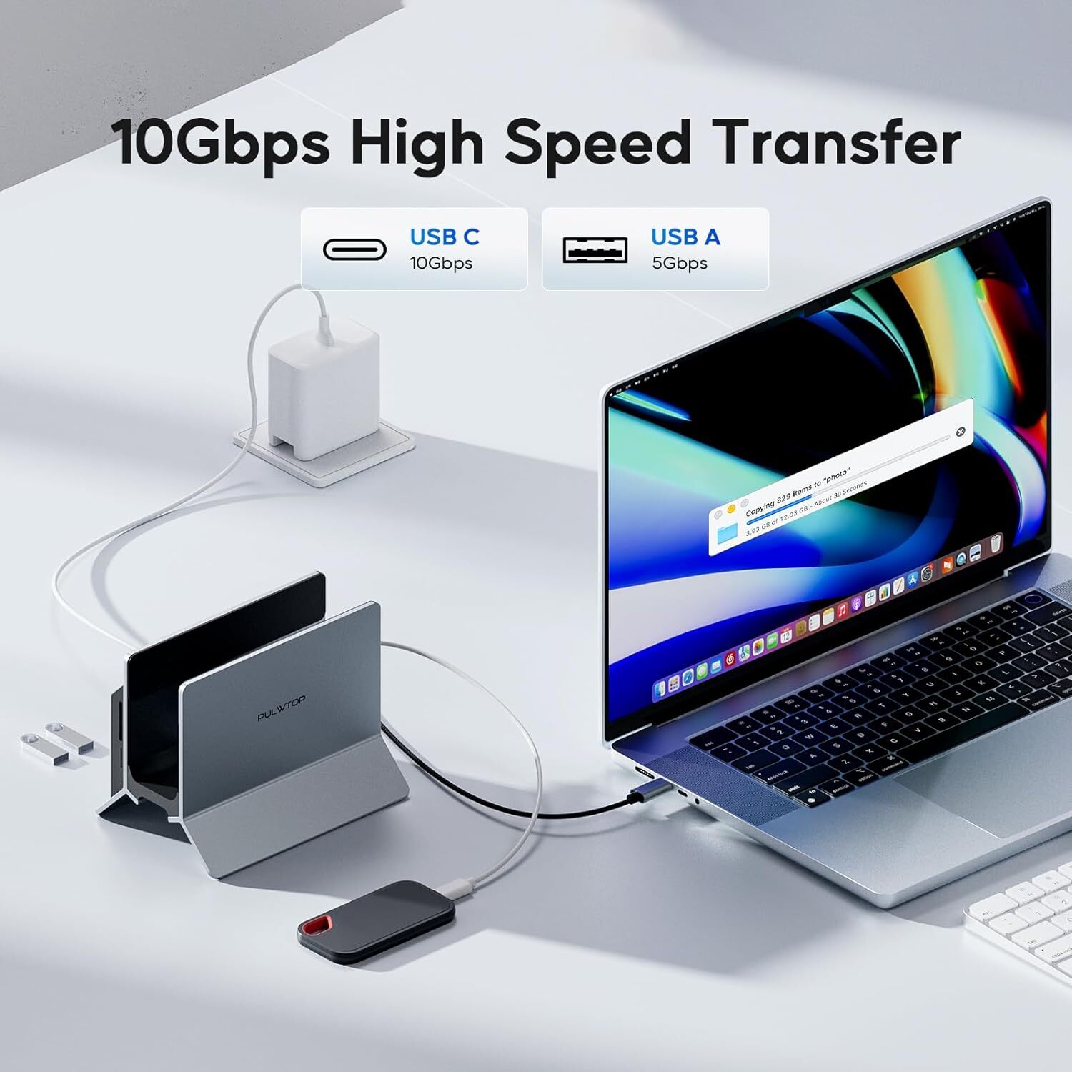 Vertical MacBook Docking Station, Docking Station for Mac Mini with M.2 NVMe