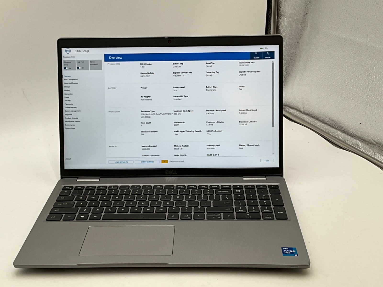 Dell Precision 3560 i7-1185G7 3.0ghz 64GB 512GB NVME 15.6″ Win11 laptop J7YDZ93