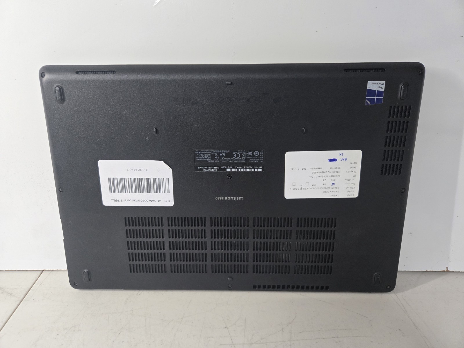 Dell Latitude 5580 Intel i7 -7600U 2.8GHz 16GB RAM 256GB SSD Win 11 Pro