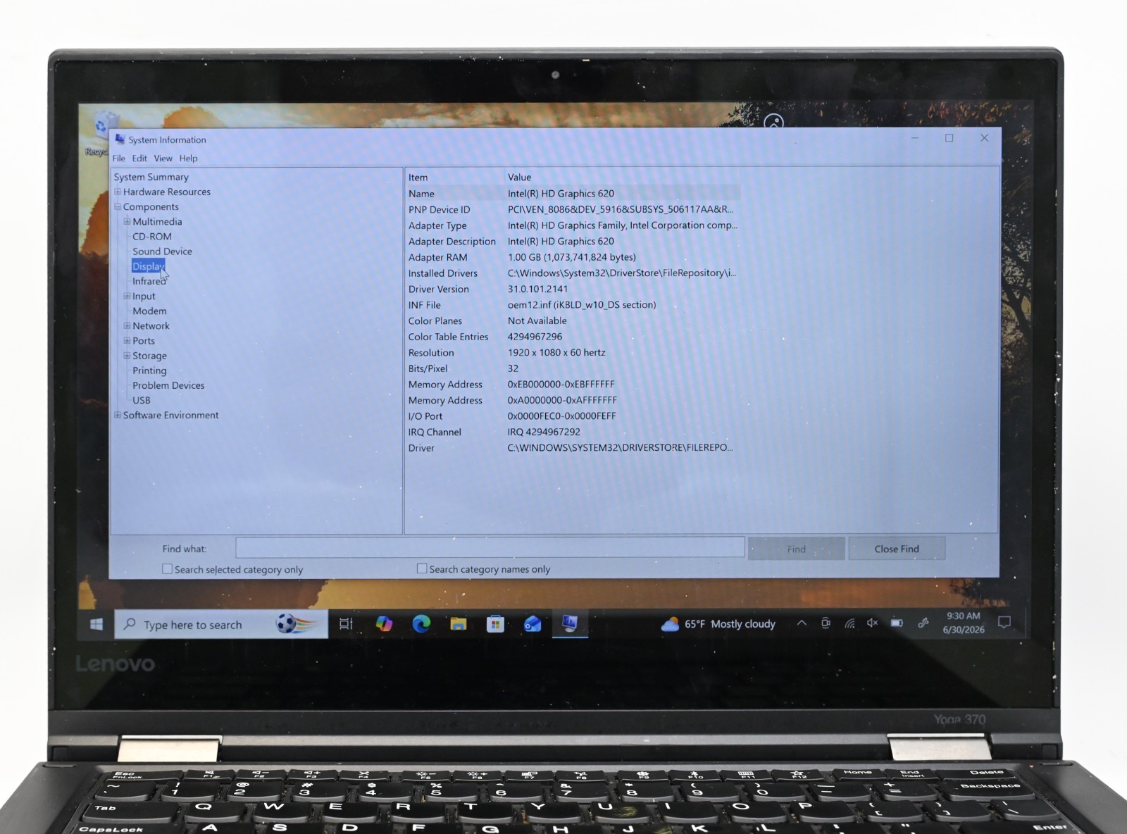 Lenovo Thinkpad Yoga 370 (2-in-1) i5-7200u 2.5GHz 8GB RAM 128GB SSD Windows 10 P