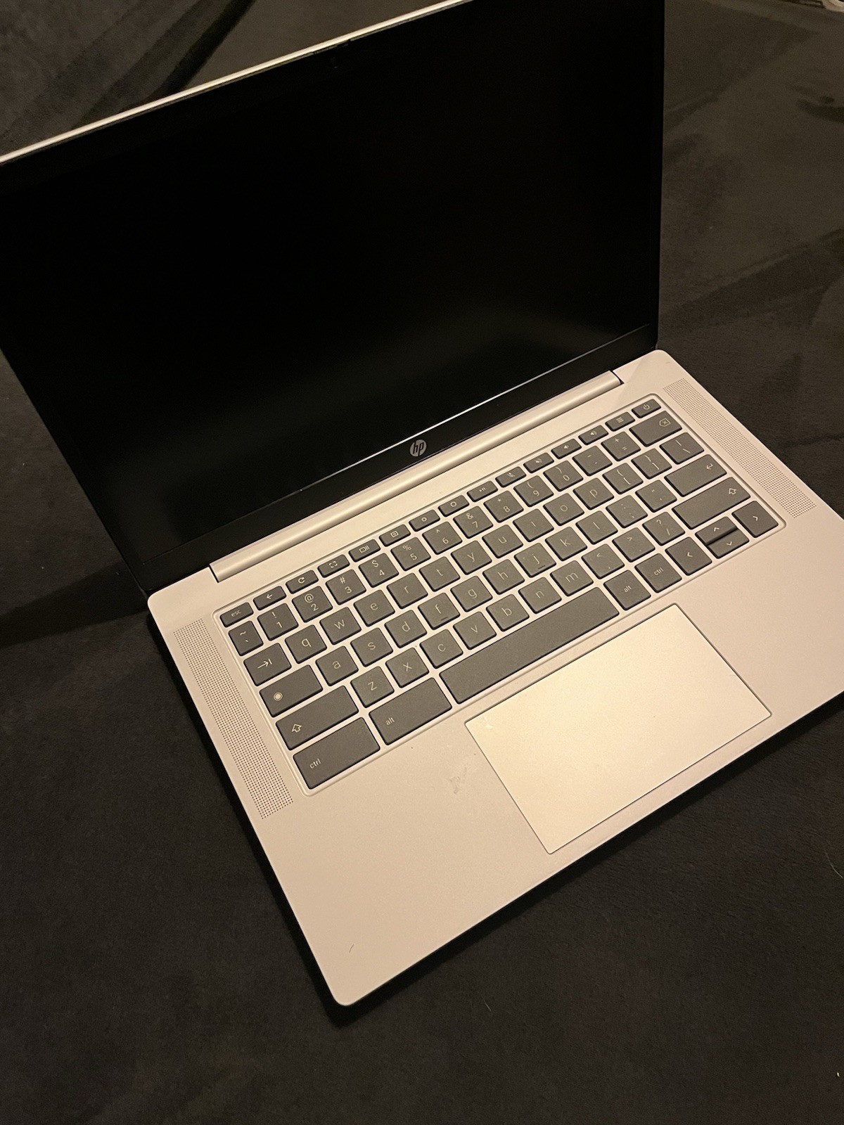 HP Chromebook Silver Chrome OS Laptop with United States Marine Corps Sticker