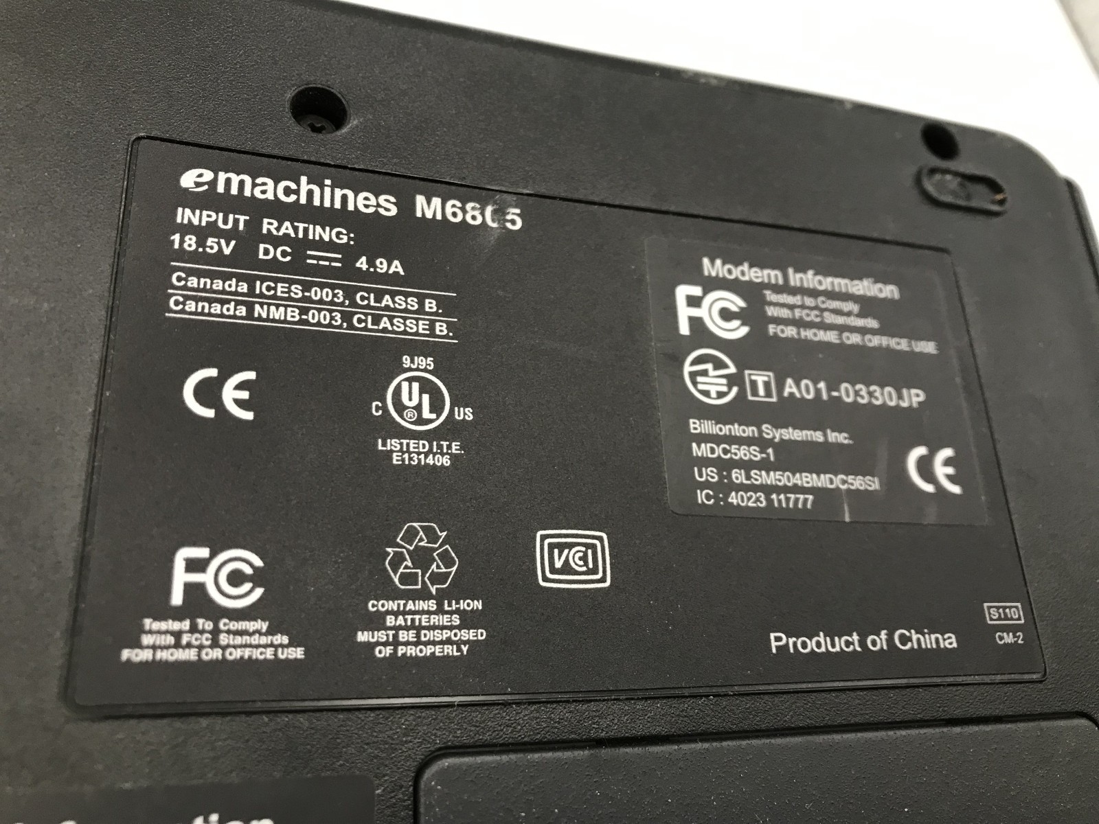 E MACHINES M6805 – FOR PARTS/BROKEN LCD – AMD ATHLON 64 – 256MB RAM – READ – BB!