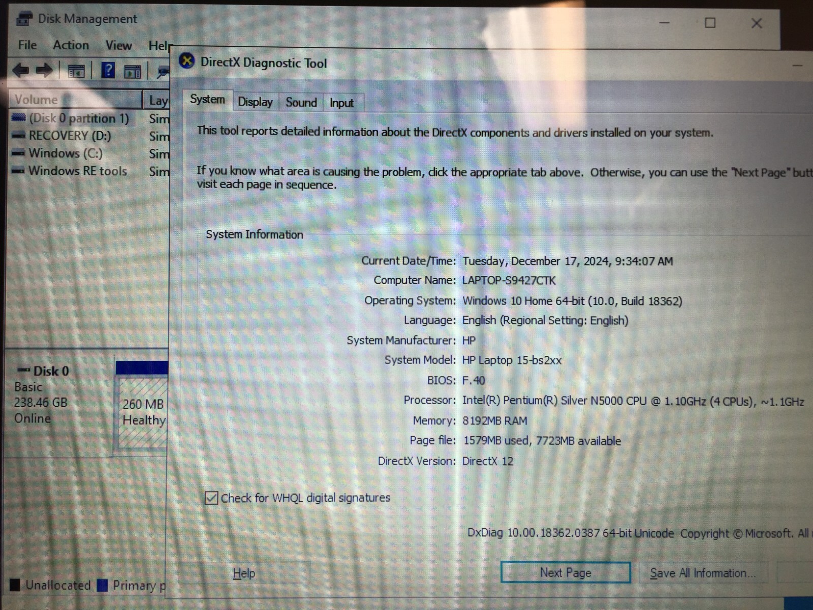 HP 15-bs289wm 4ND16UA Laptop 15.6″ Touchscreen/N5000/8GB RAM/256GB SSD/W10 Black
