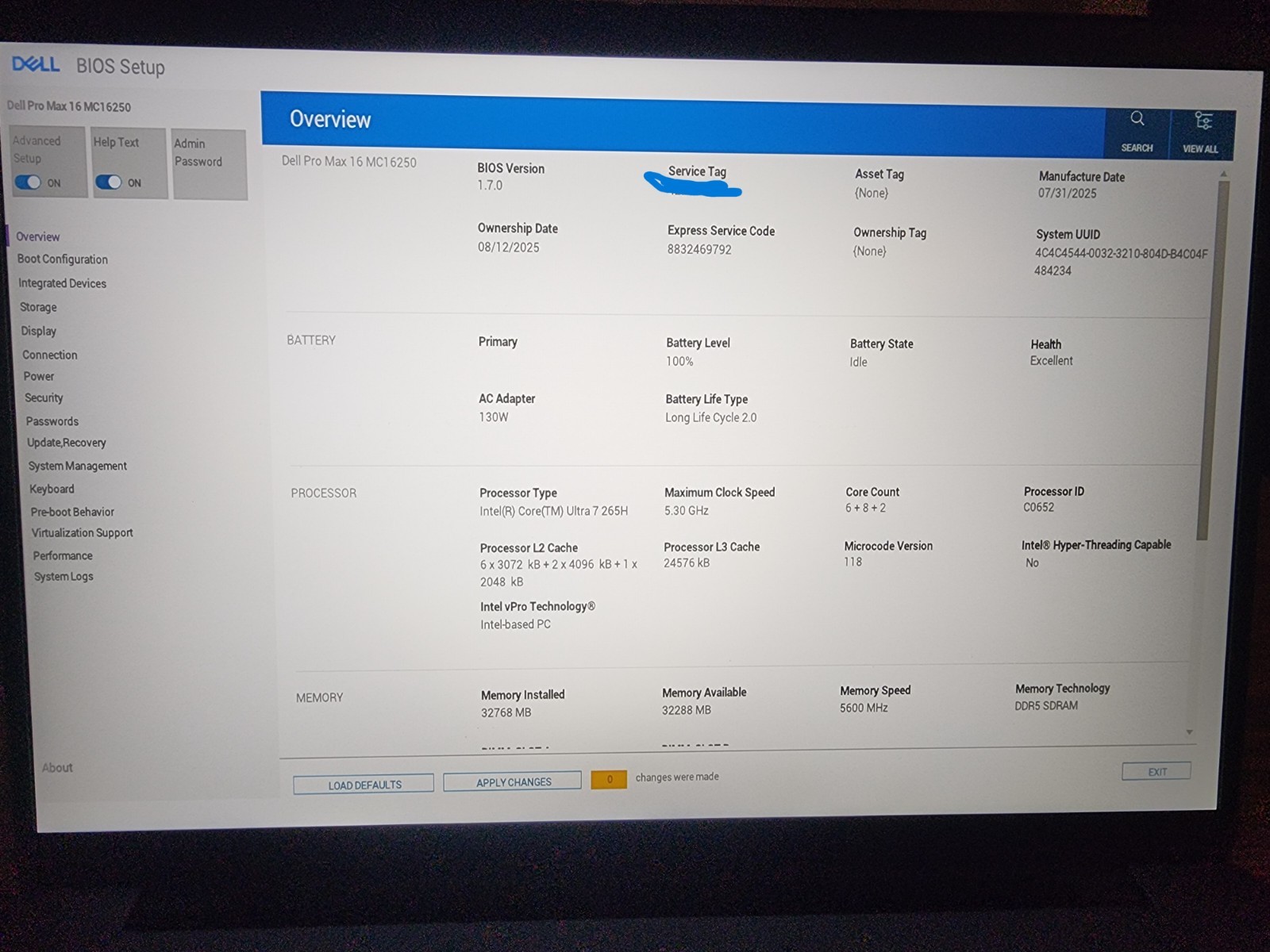 Dell Pro Max 16 2025 RTX Pro 500 6GB 32GB 1TB Ultra 7 Warranty 2028