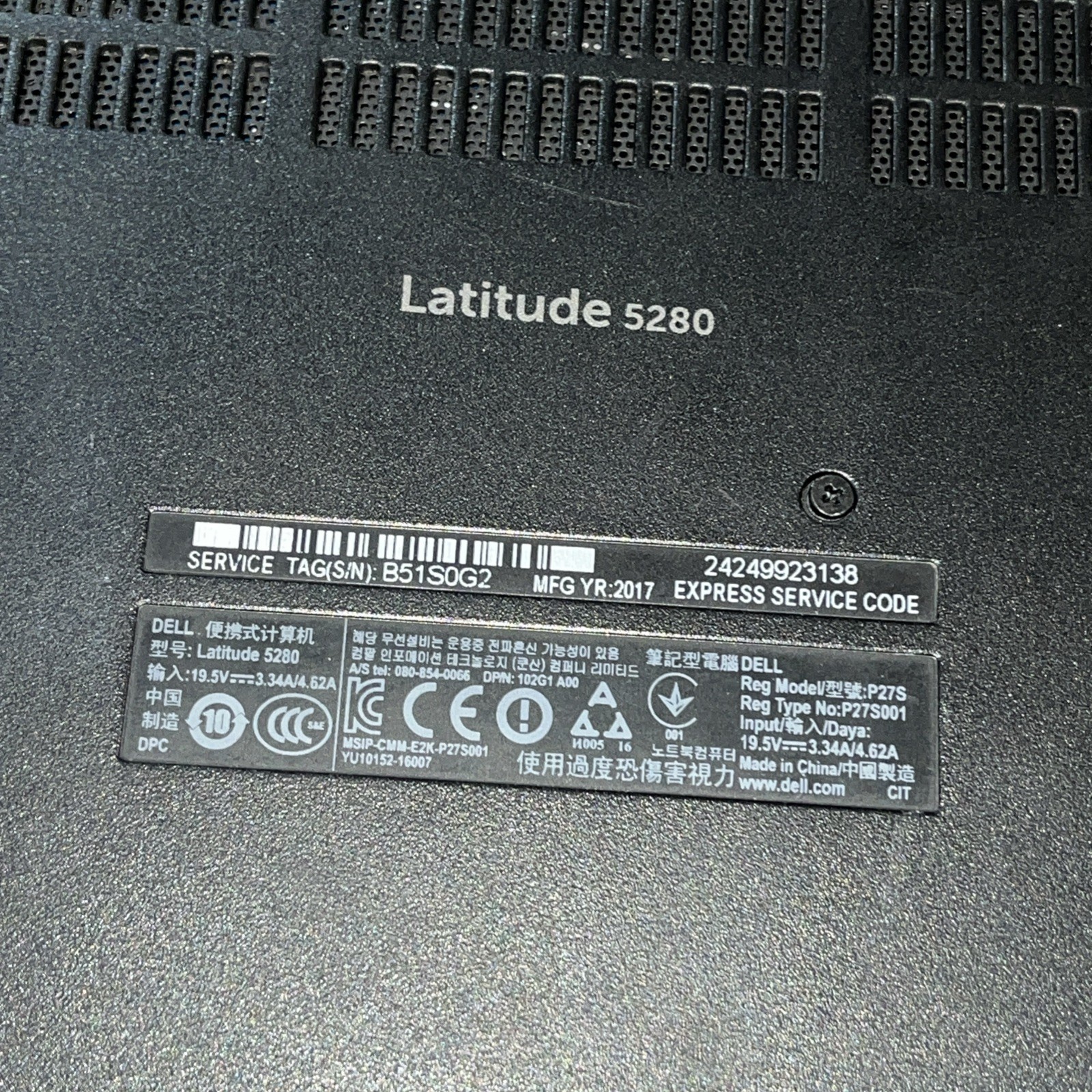 DELL LATITUDE 5280 INTEL CORE I3-7100U 2.40GHZ 8GB RAM NO HD ,